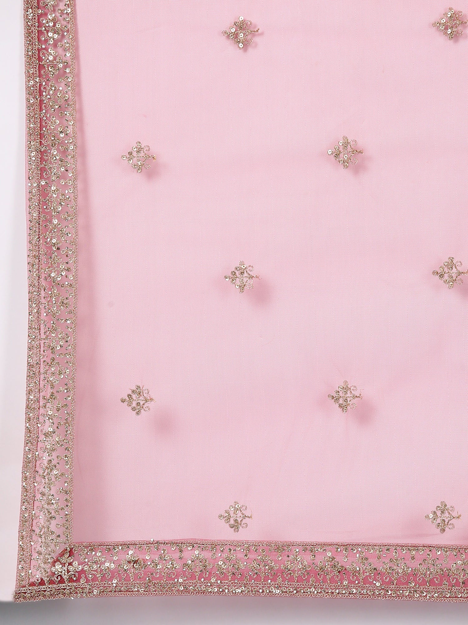 Onion Pink Net Hand Embroidery Ghagra Set - Image 7