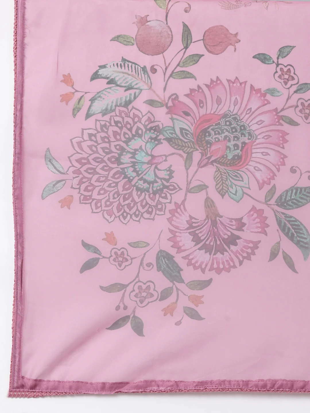 Onion Pink Silk Print With Embroidery Three Piece Set - Image 7