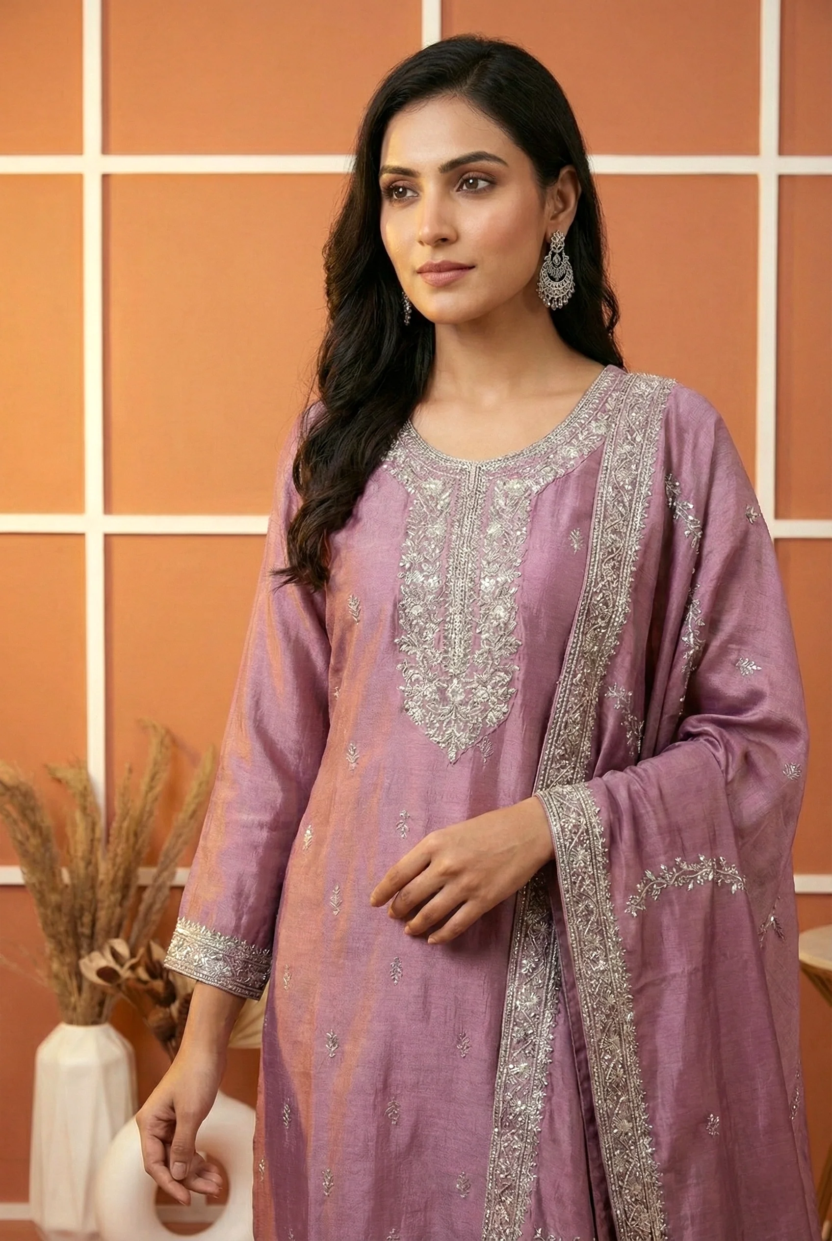 Onion Silk Hand Embroidery Three Piece Set - Image 3