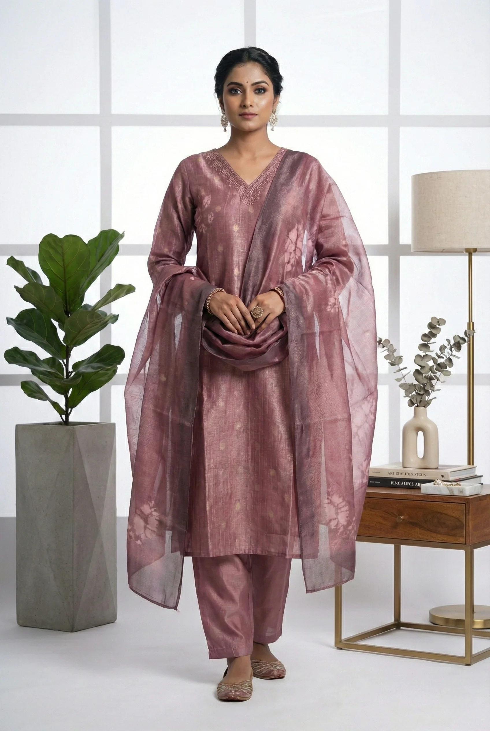 Onion Tissue Printed Three Piece Set