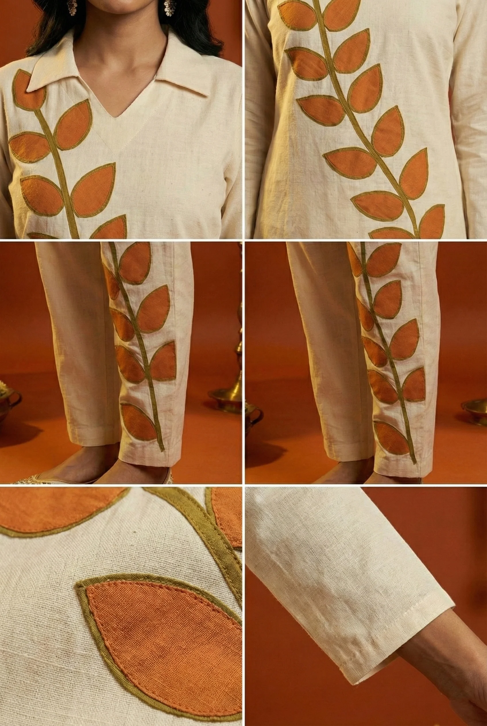 Orange Cotton Floral Digital Print Two Piece Set - Image 7