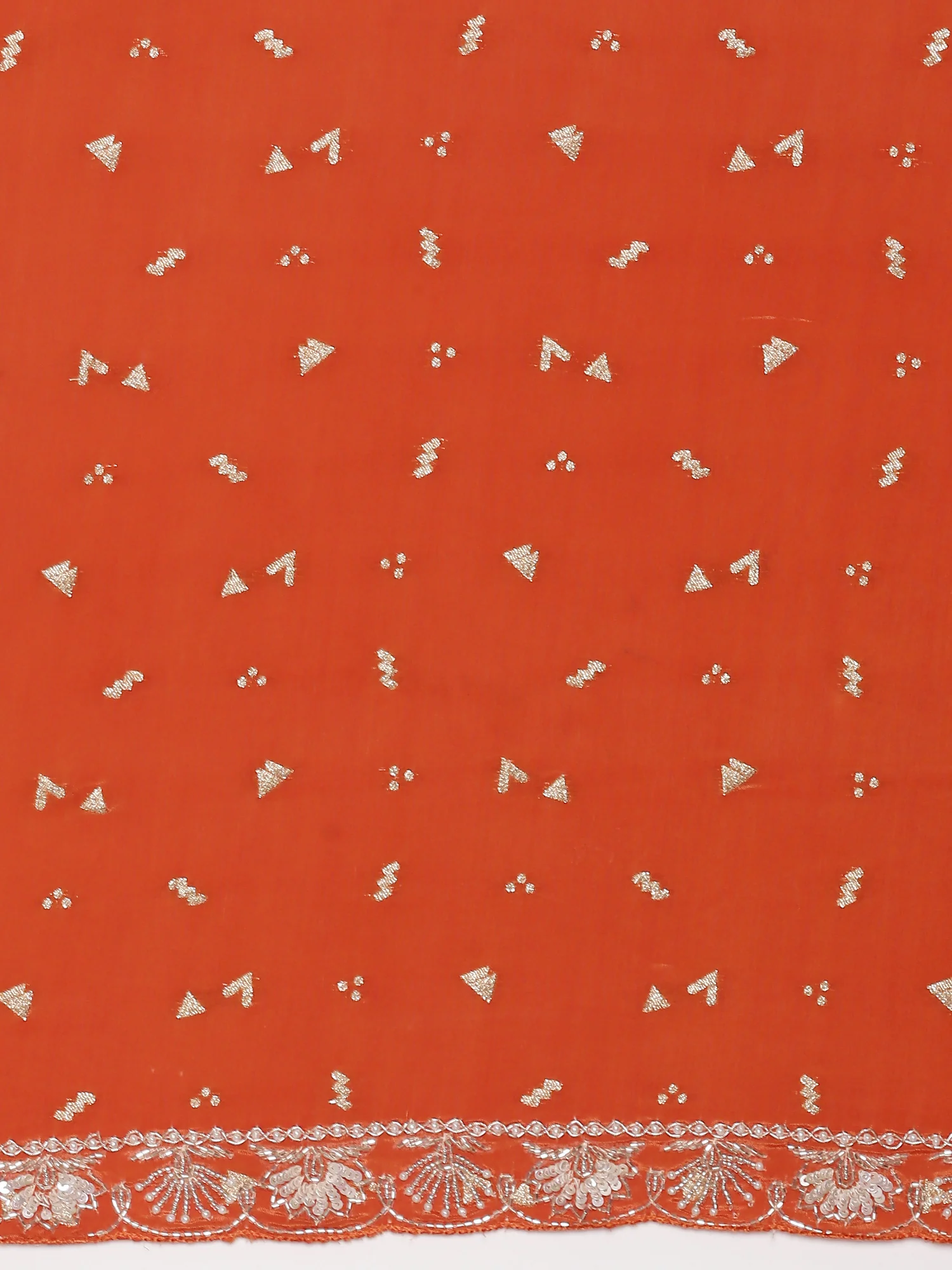 Orange Crepe Saree With Stone Work Readymade Blouse - Image 6