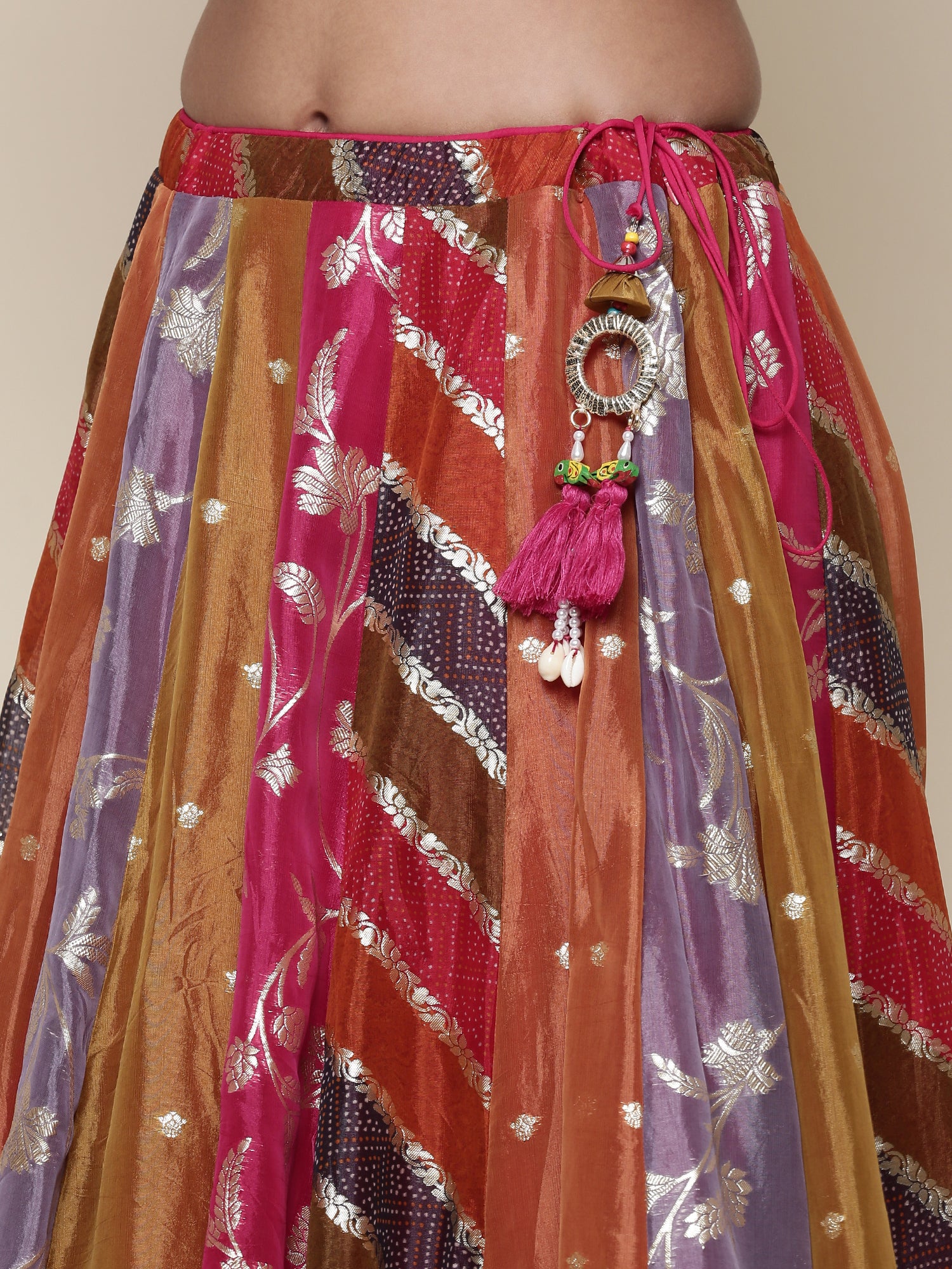 Organza multi color embroidered Three piece ghagra set - Image 8