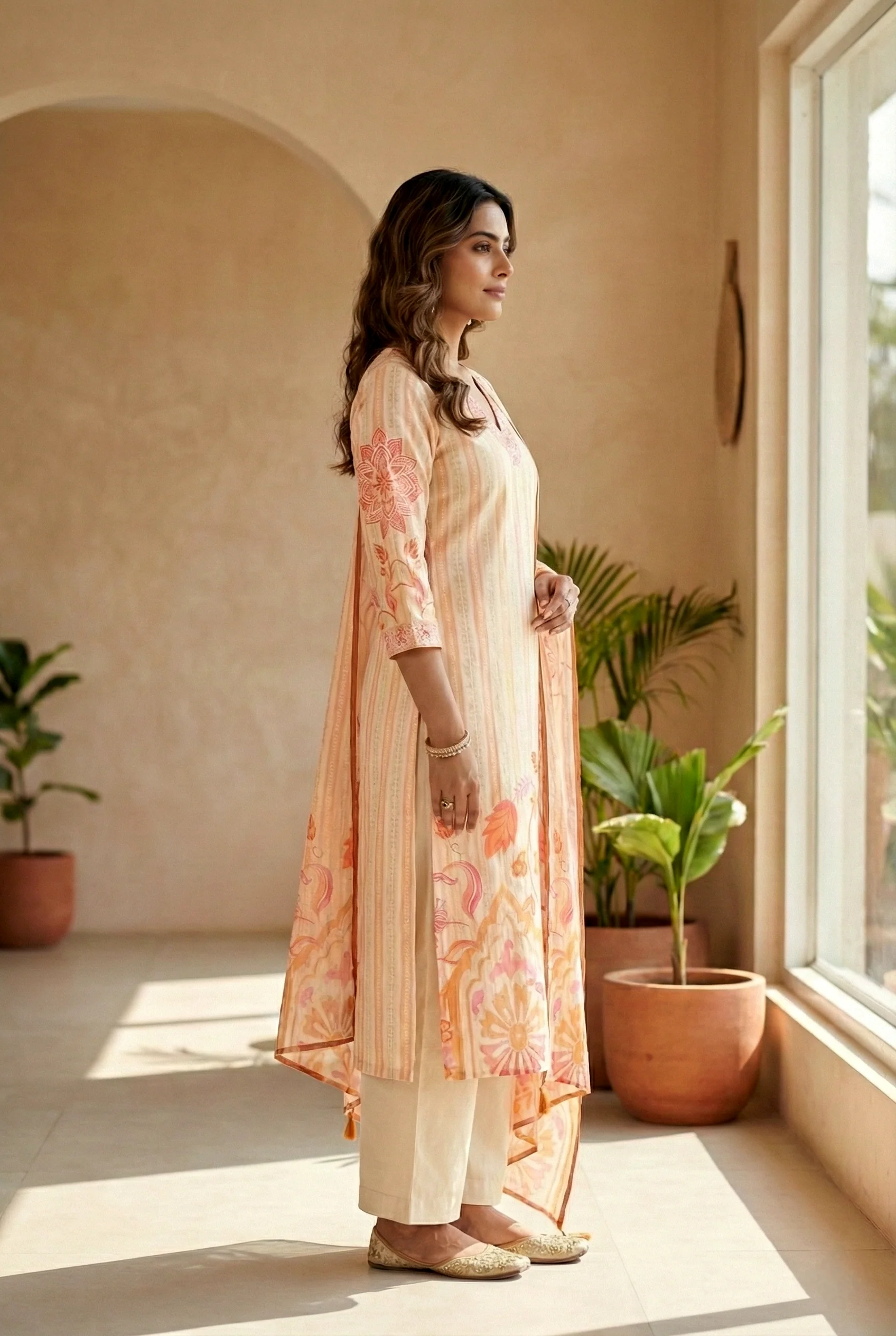 Peach Cotton Three Piece Set - Image 2