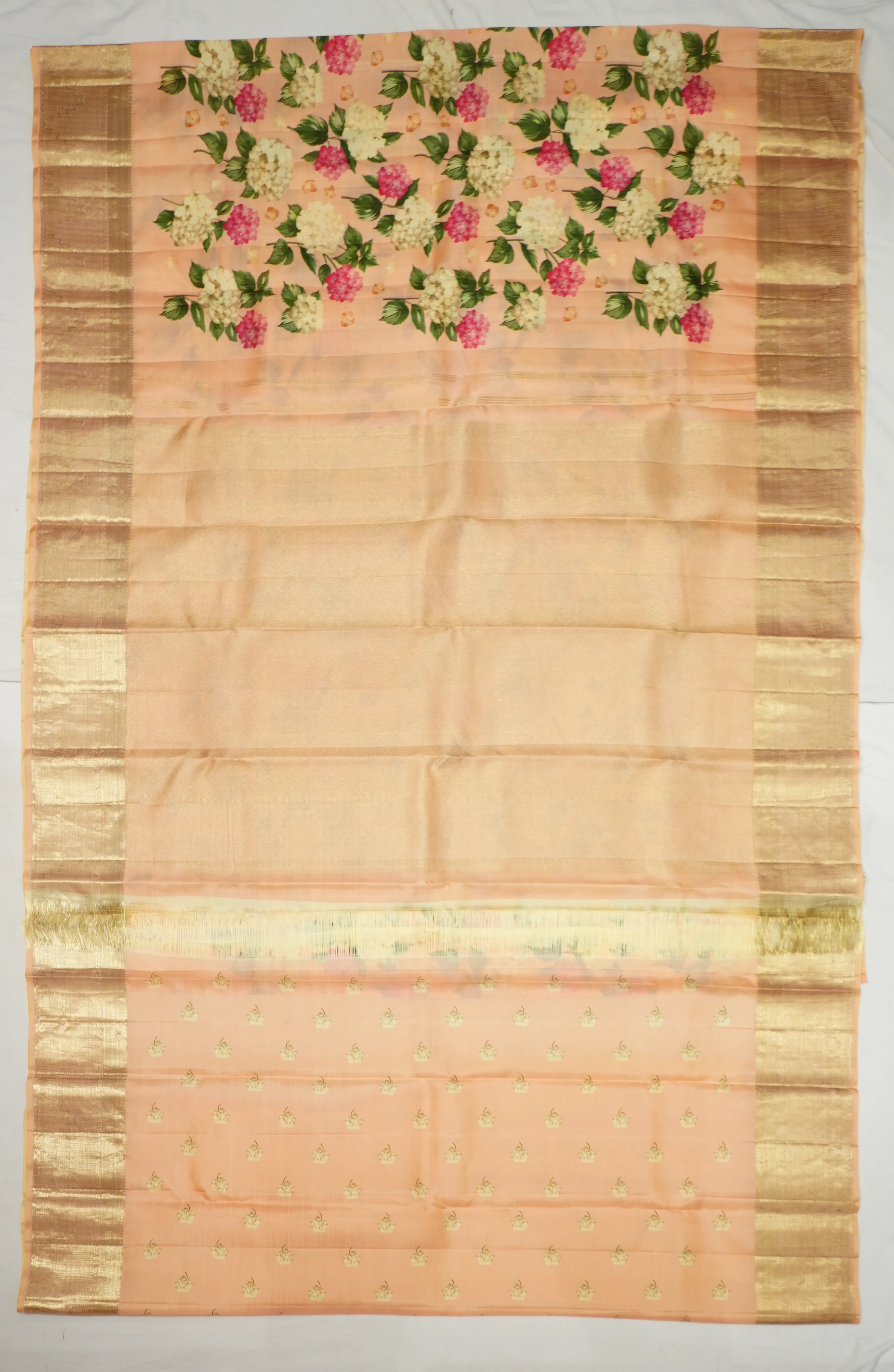 Peach Kanchi Handloom Saree With Digital Print - Image 4