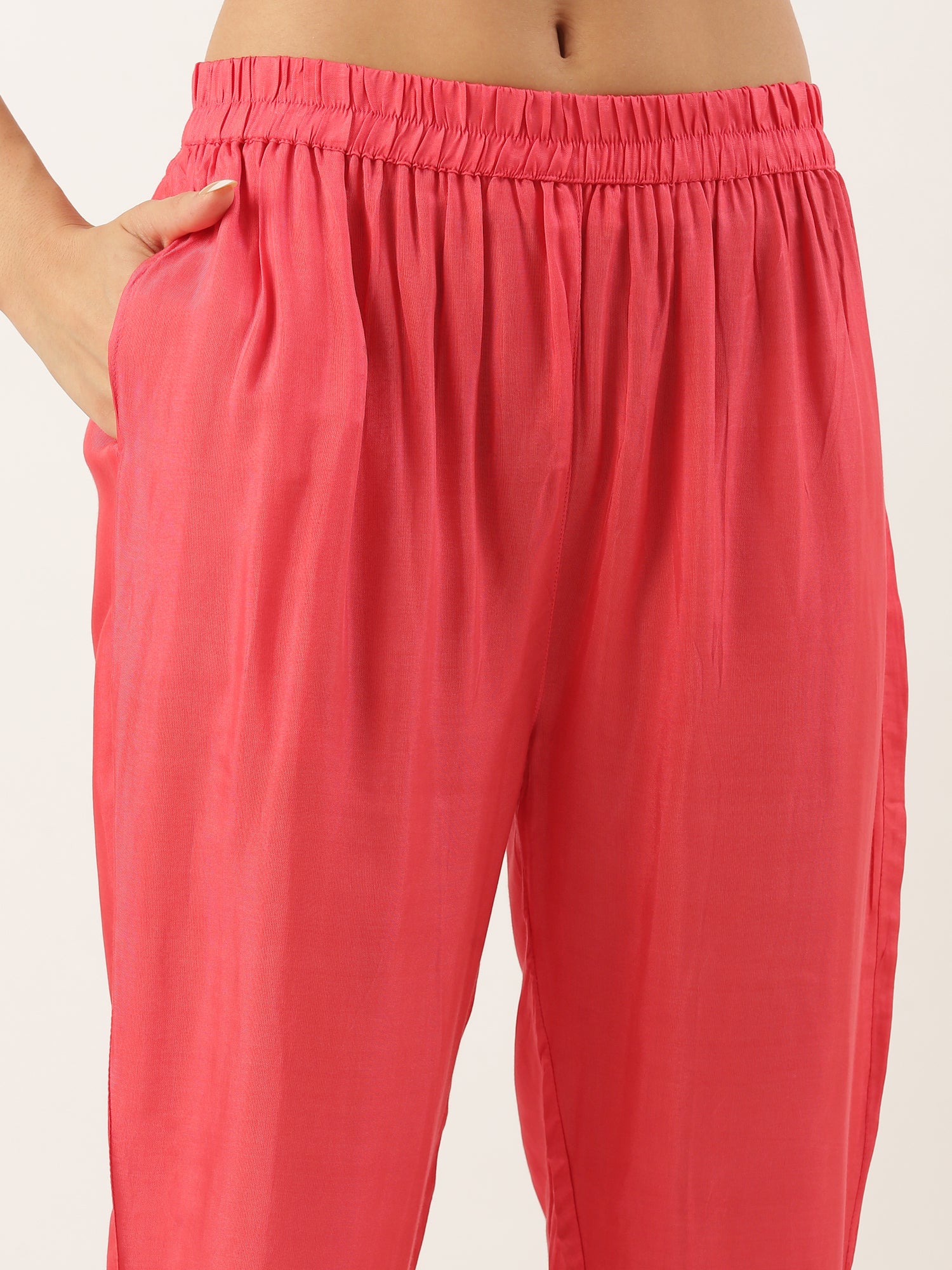 Peach Muslin Printed Embroidered Three Piece Set - Image 7