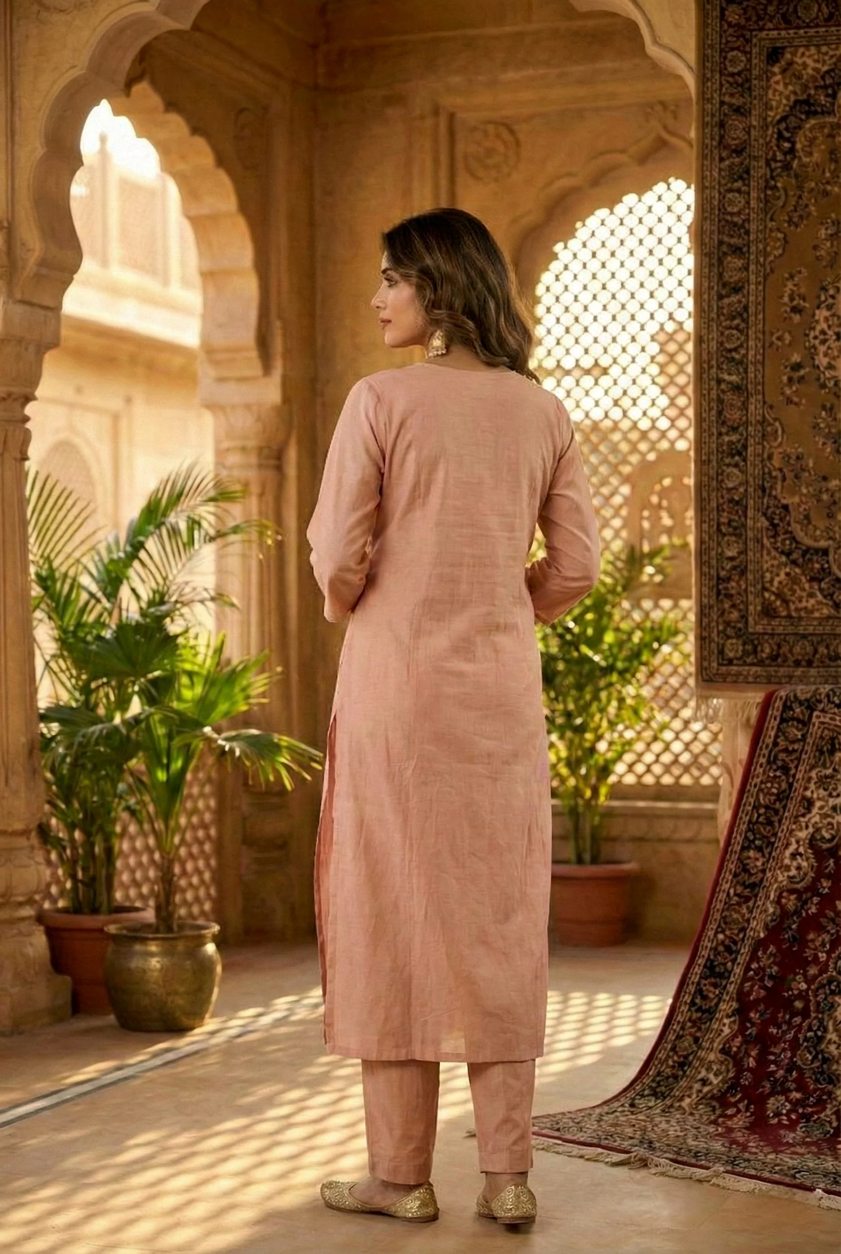 Peach Muslin Two Piece Set - Image 3