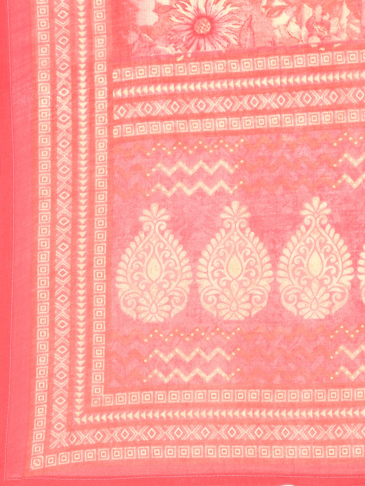 Peach pink floral printed three piece suit set - Image 7