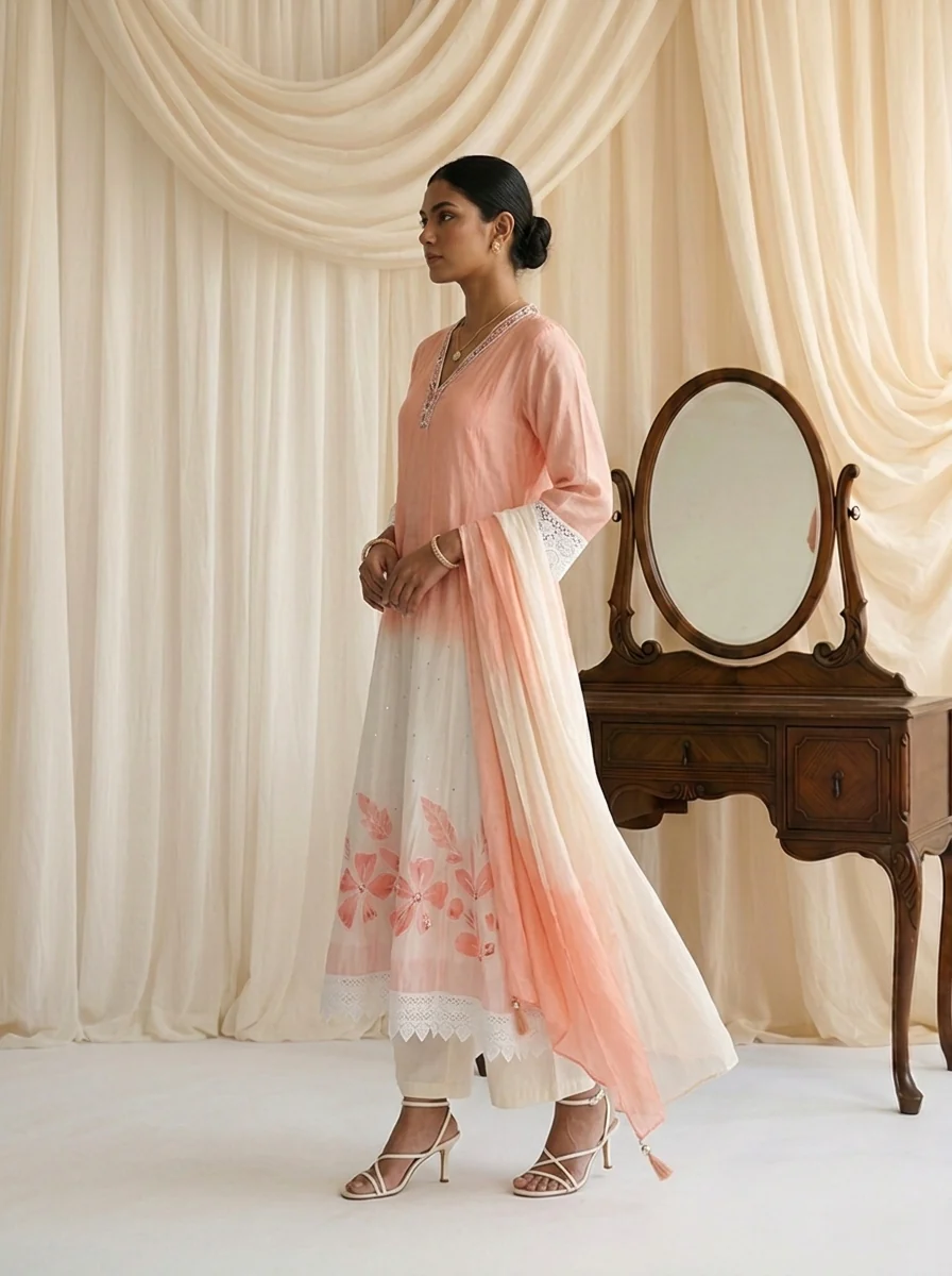 Peach Silk Three Piece Set - Image 2
