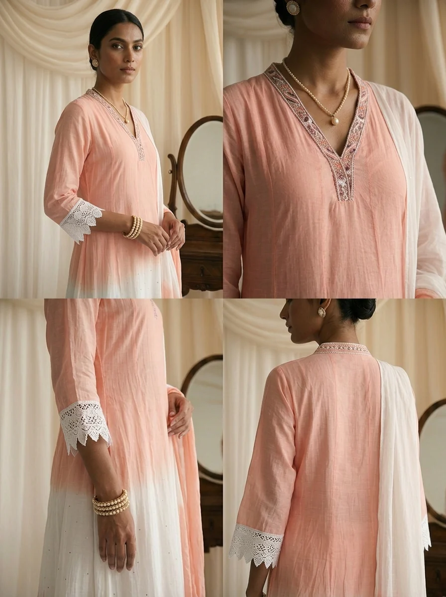 Peach Silk Three Piece Set - Image 5