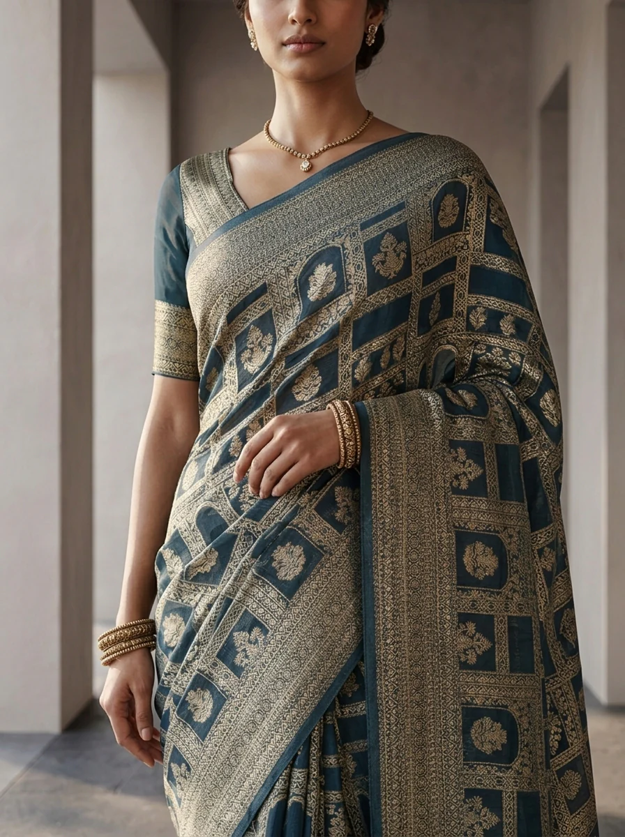 Peacock Banaras Weaved Saree - Image 3