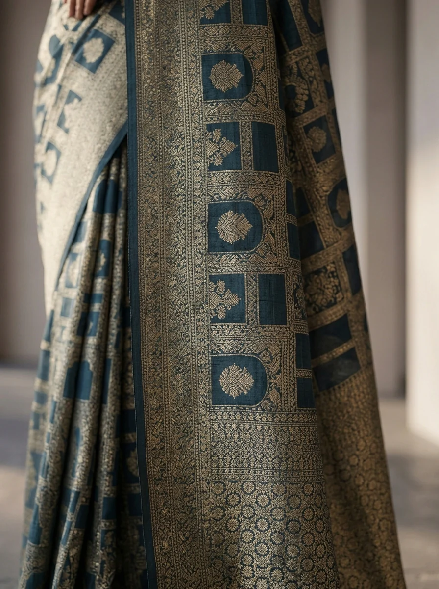 Peacock Banaras Weaved Saree - Image 4