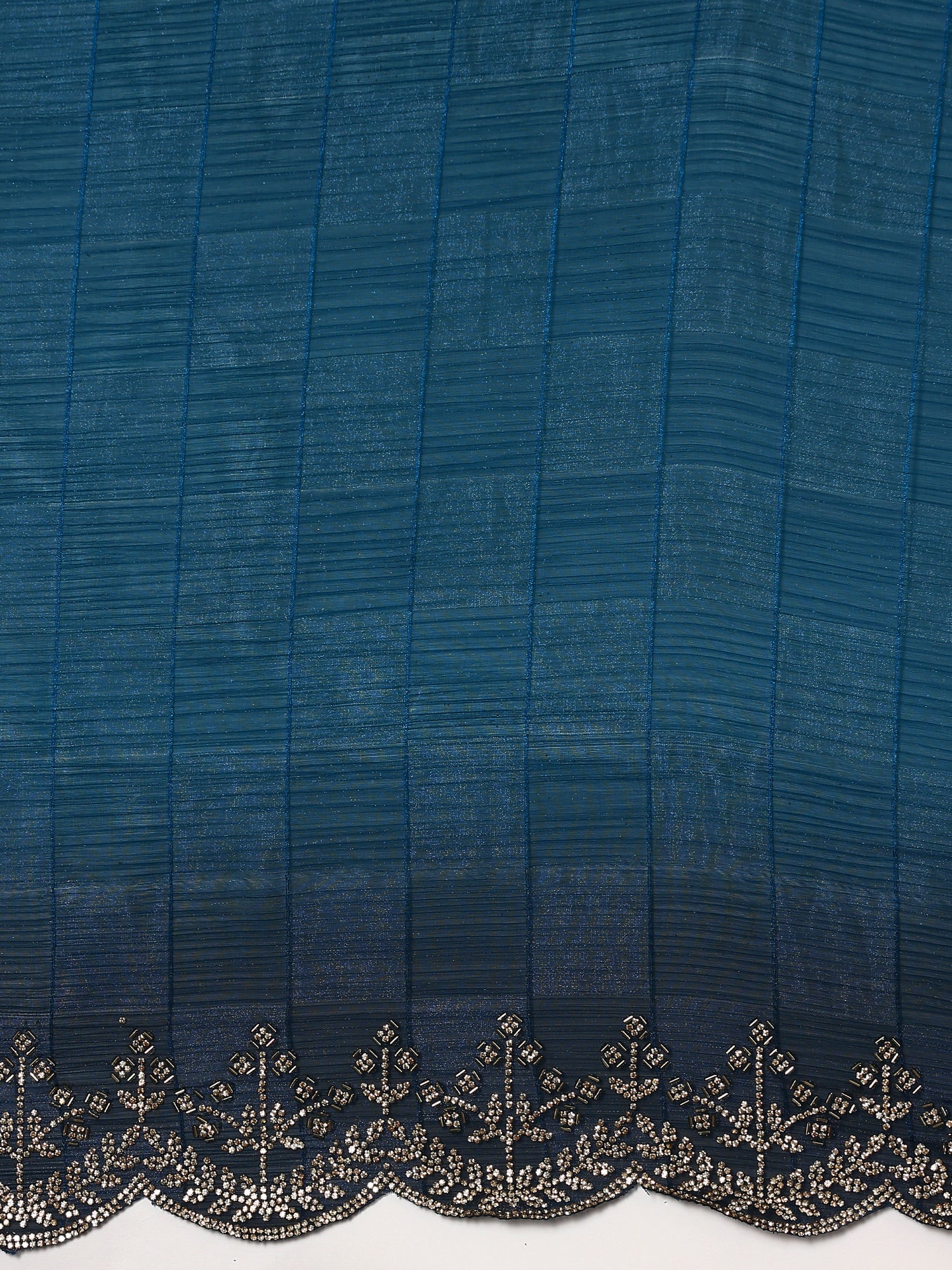 Peacock Jacquard Satin Organza Saree With Hand Embroidery - Image 5