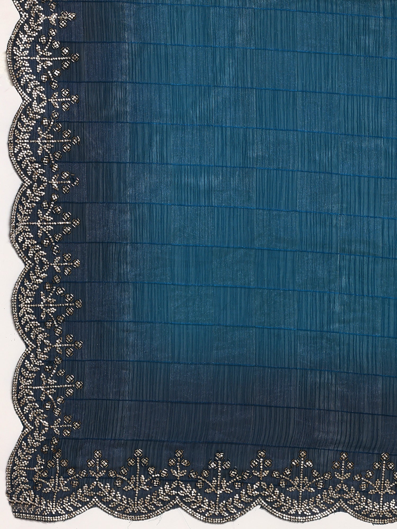 Peacock Jacquard Satin Organza Saree With Hand Embroidery - Image 6