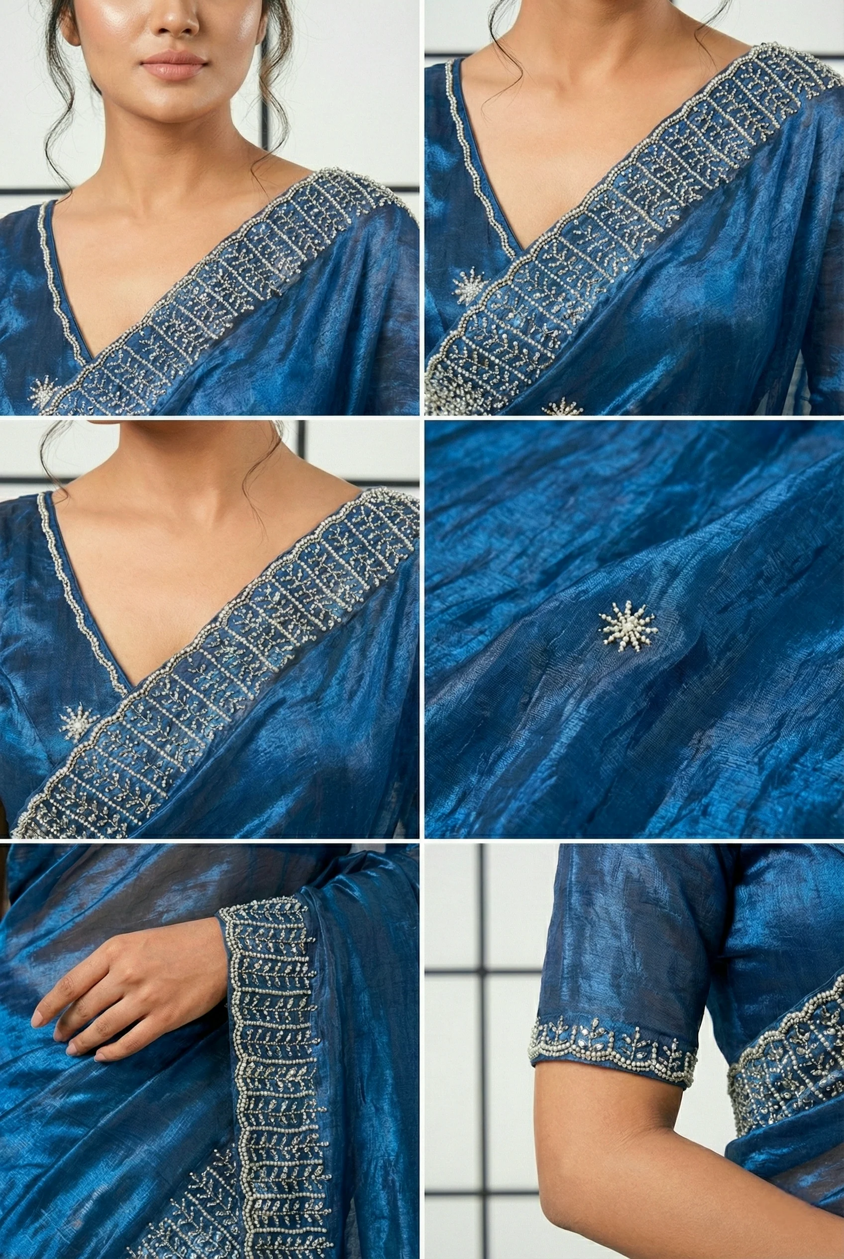 Peacock Jimmy Choo Stone Embroidery Saree - Image 2