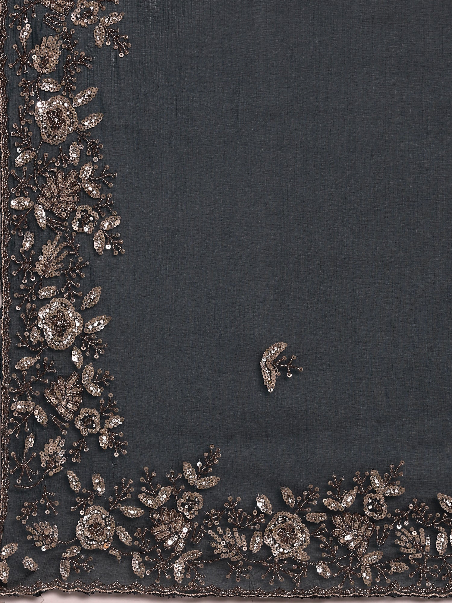 Peacock Organza Aari Embroidery Saree - Image 6
