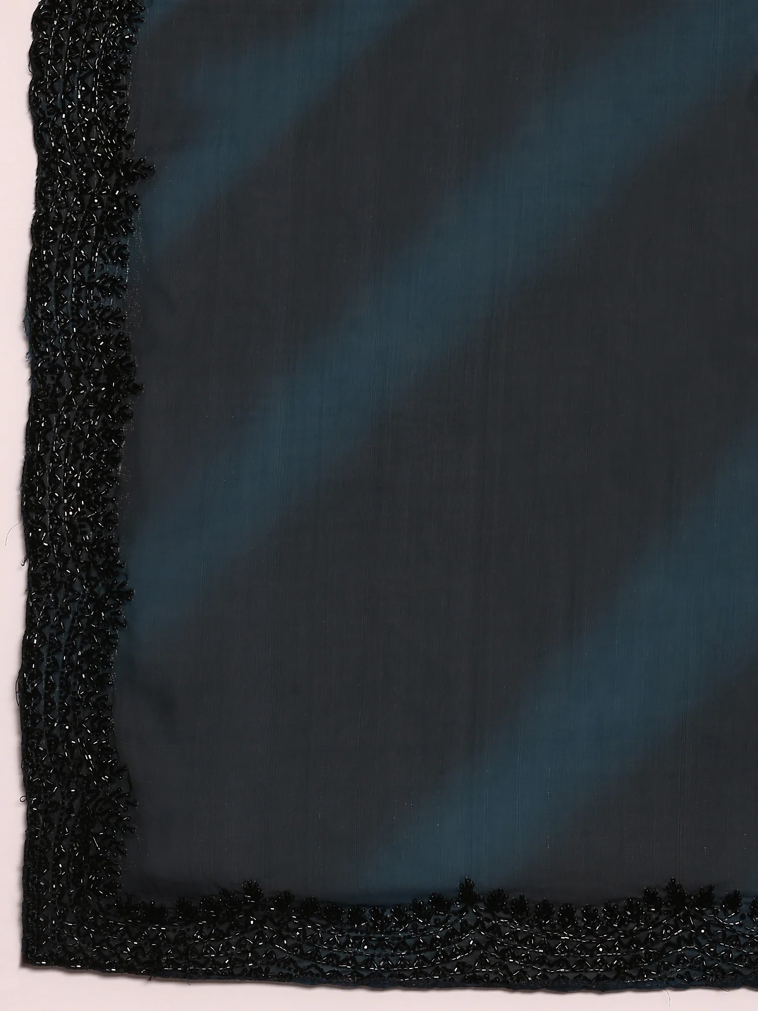 Peacock Shimmer Stone And Thread Embroidery Saree - Image 6