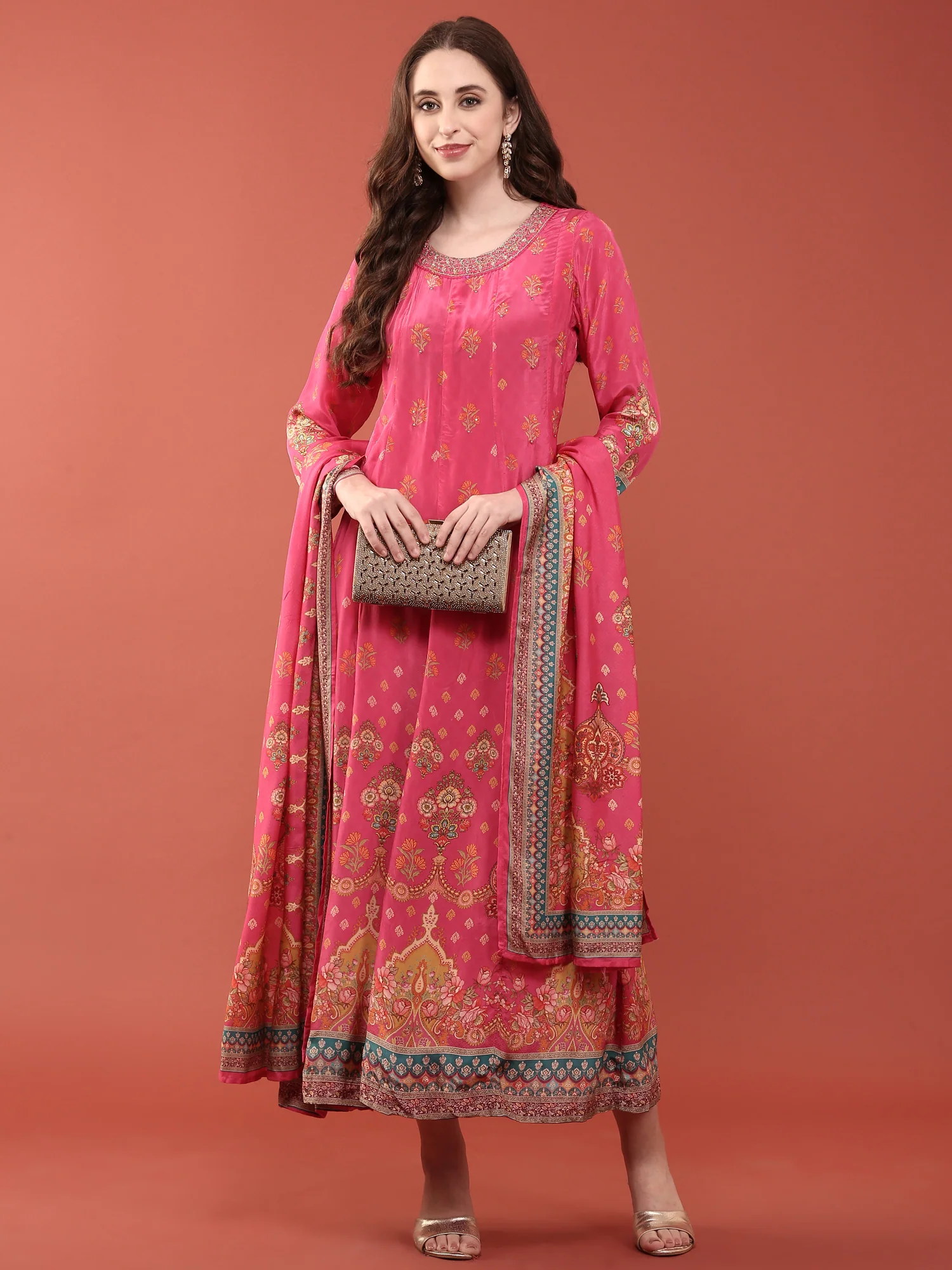 Pink Crepe Floral Digital Print two Piece Set - Image 5