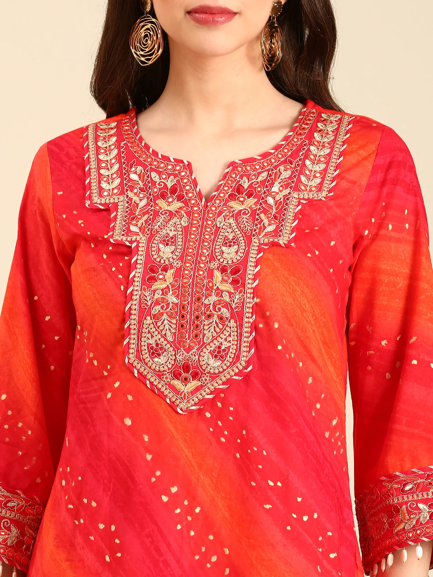 Pink muslin hand embroidery 3 piece suit set - Image 5