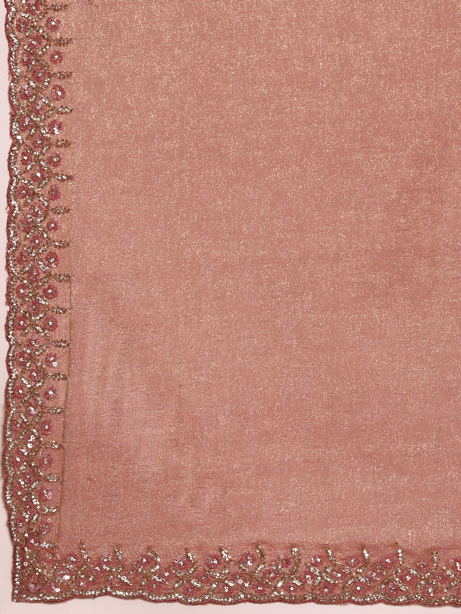 Pink Jacquard Embroidery Saree With Readymade Blouse - Image 6