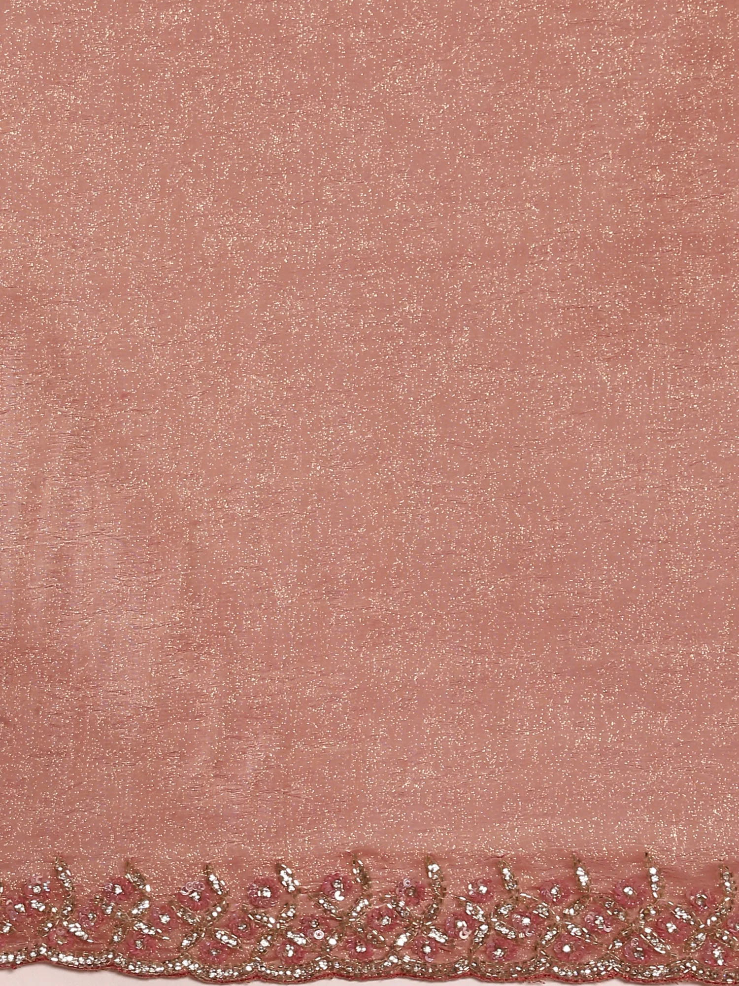 Pink Jacquard Embroidery Saree With Readymade Blouse - Image 7