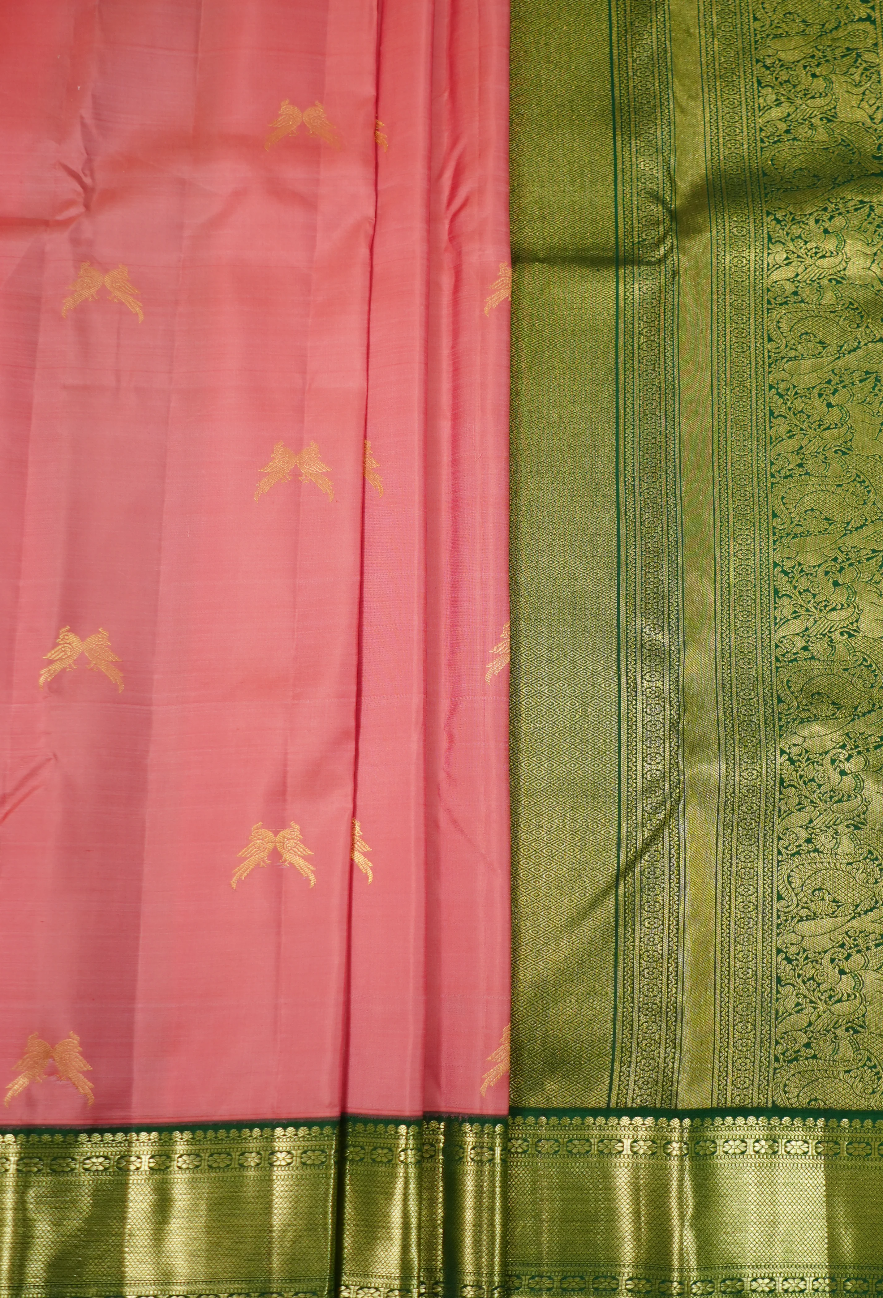 Pink Kanchi Pattu Saree With Contrast Blouse - Image 2