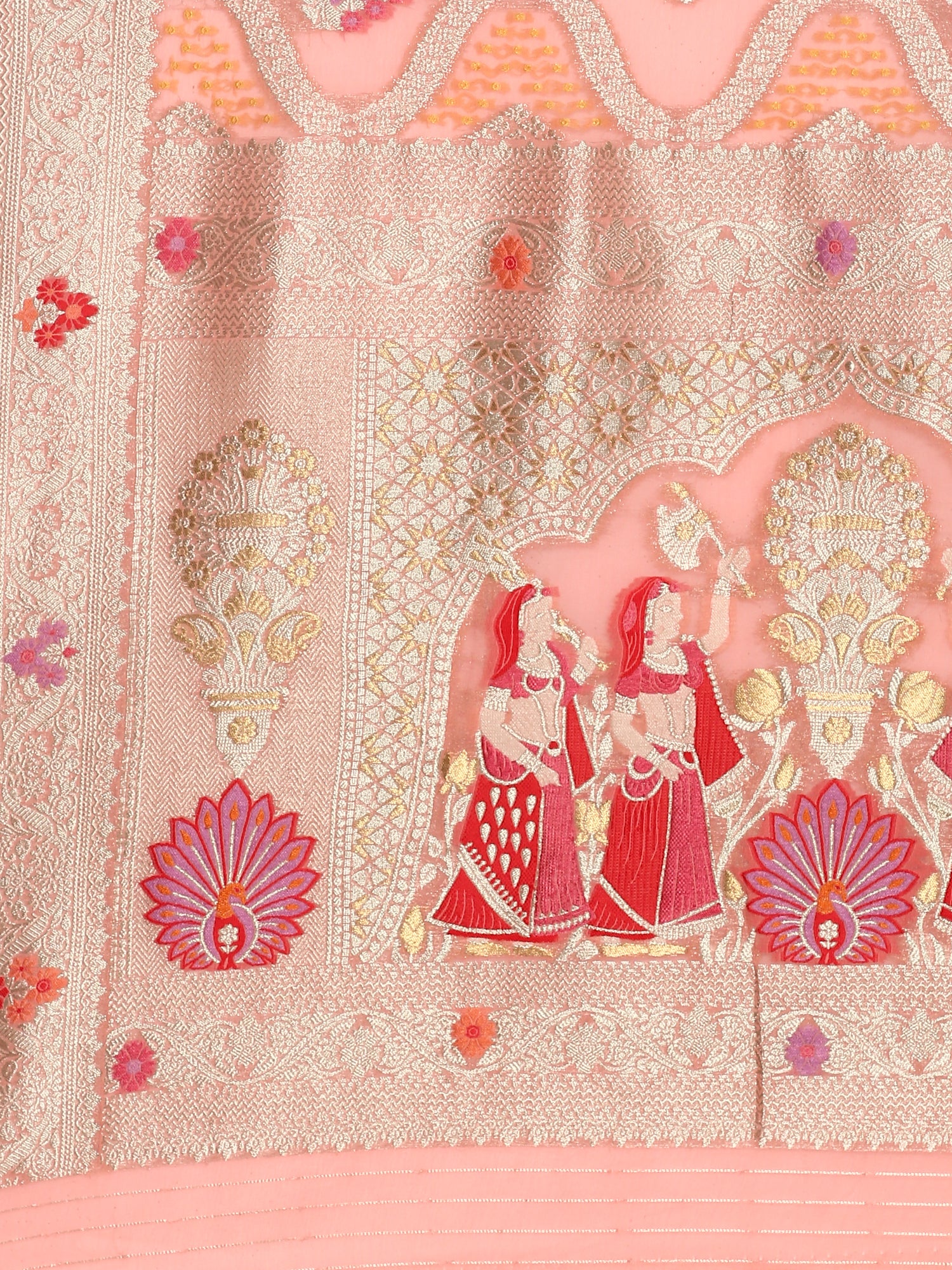 Pink khadi banaras weave saree - Image 6