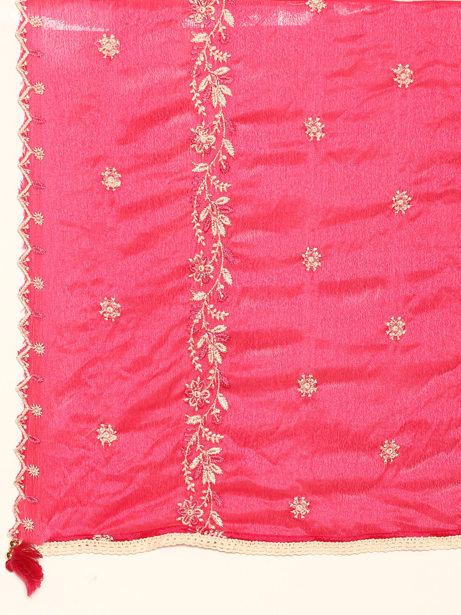 Pink muslin thread embroiderey three piece suit set - Image 8