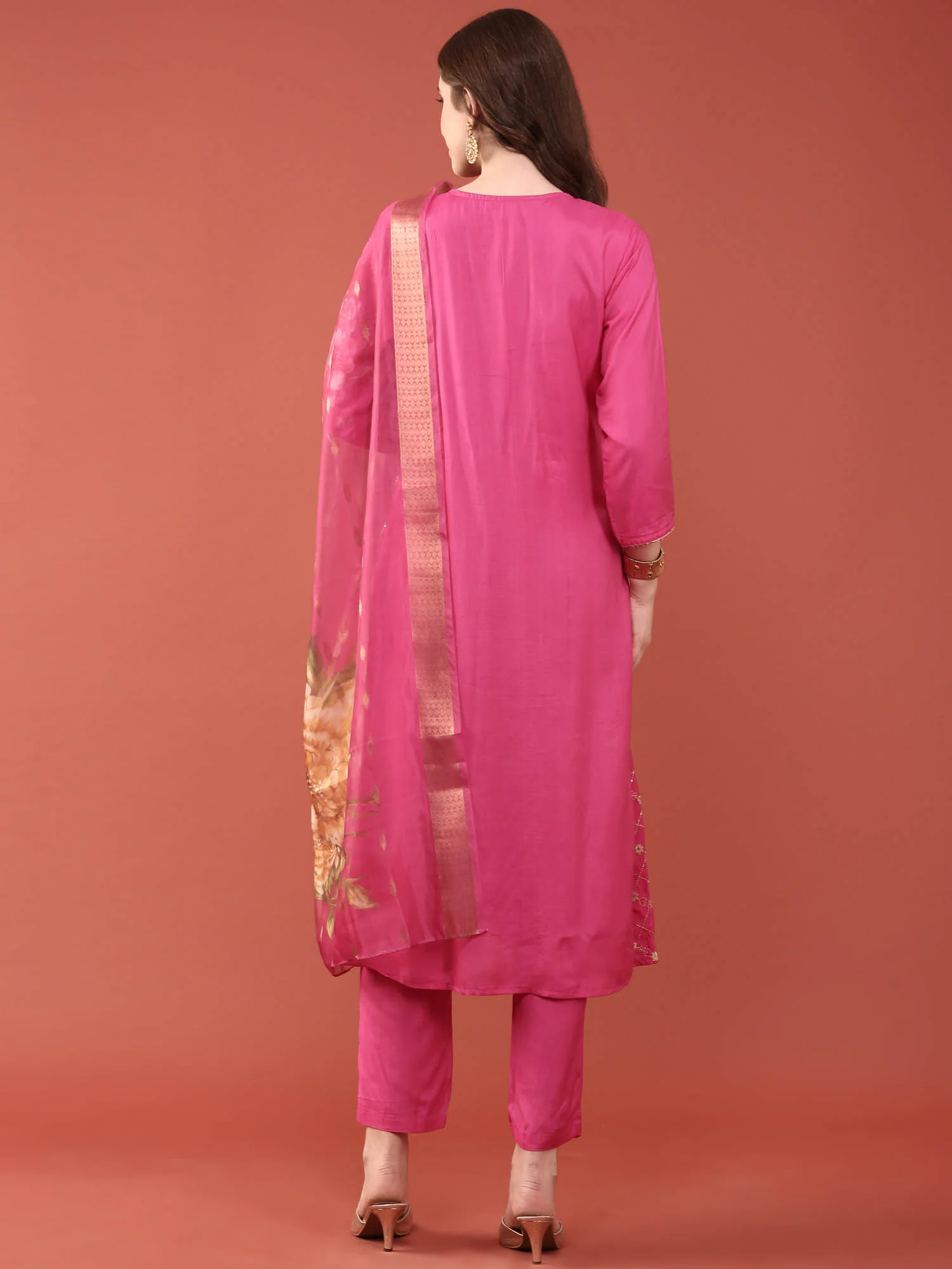 Pink Muslin Three Piece Set - Image 3