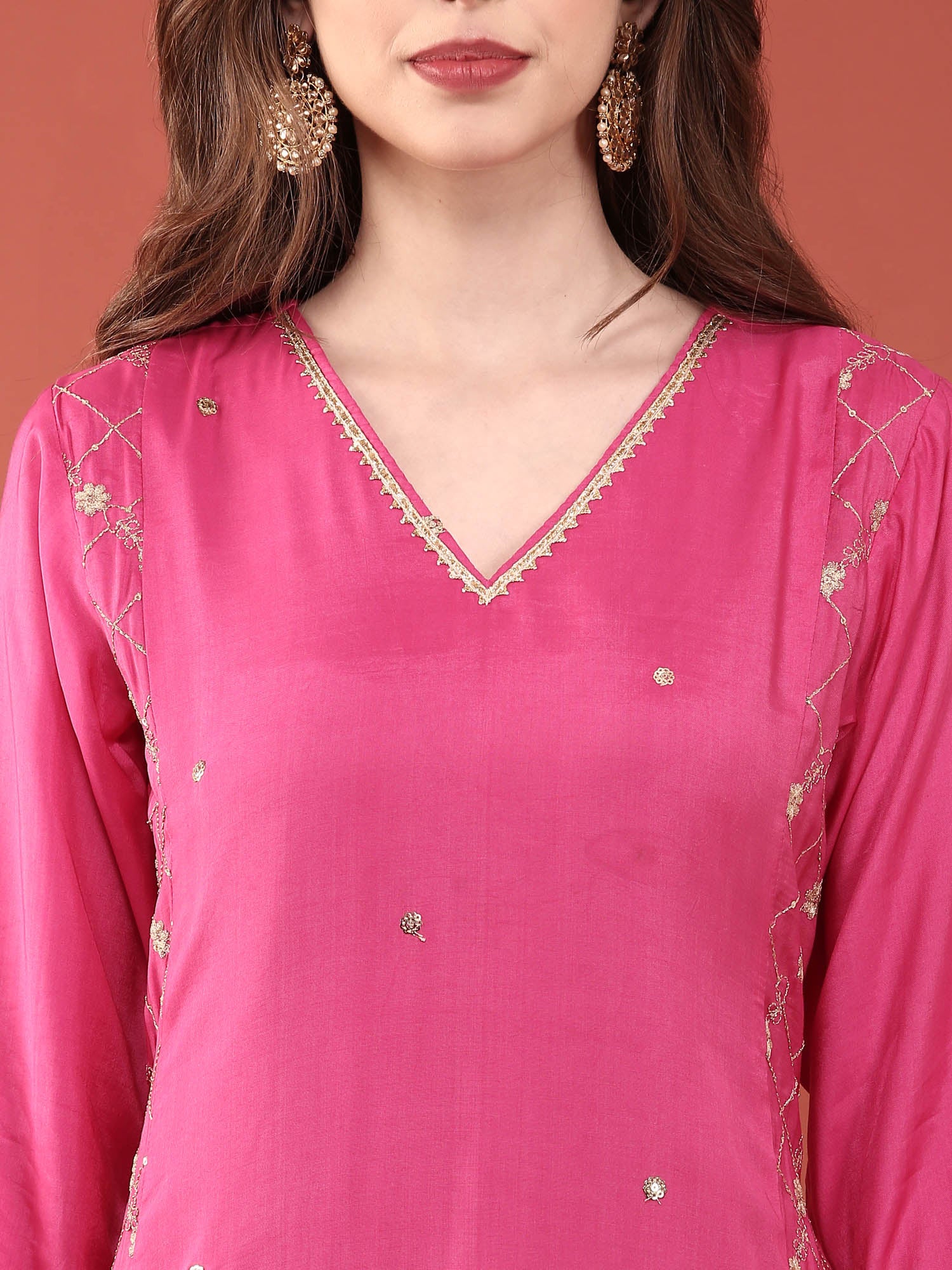 Pink Muslin Three Piece Set - Image 4