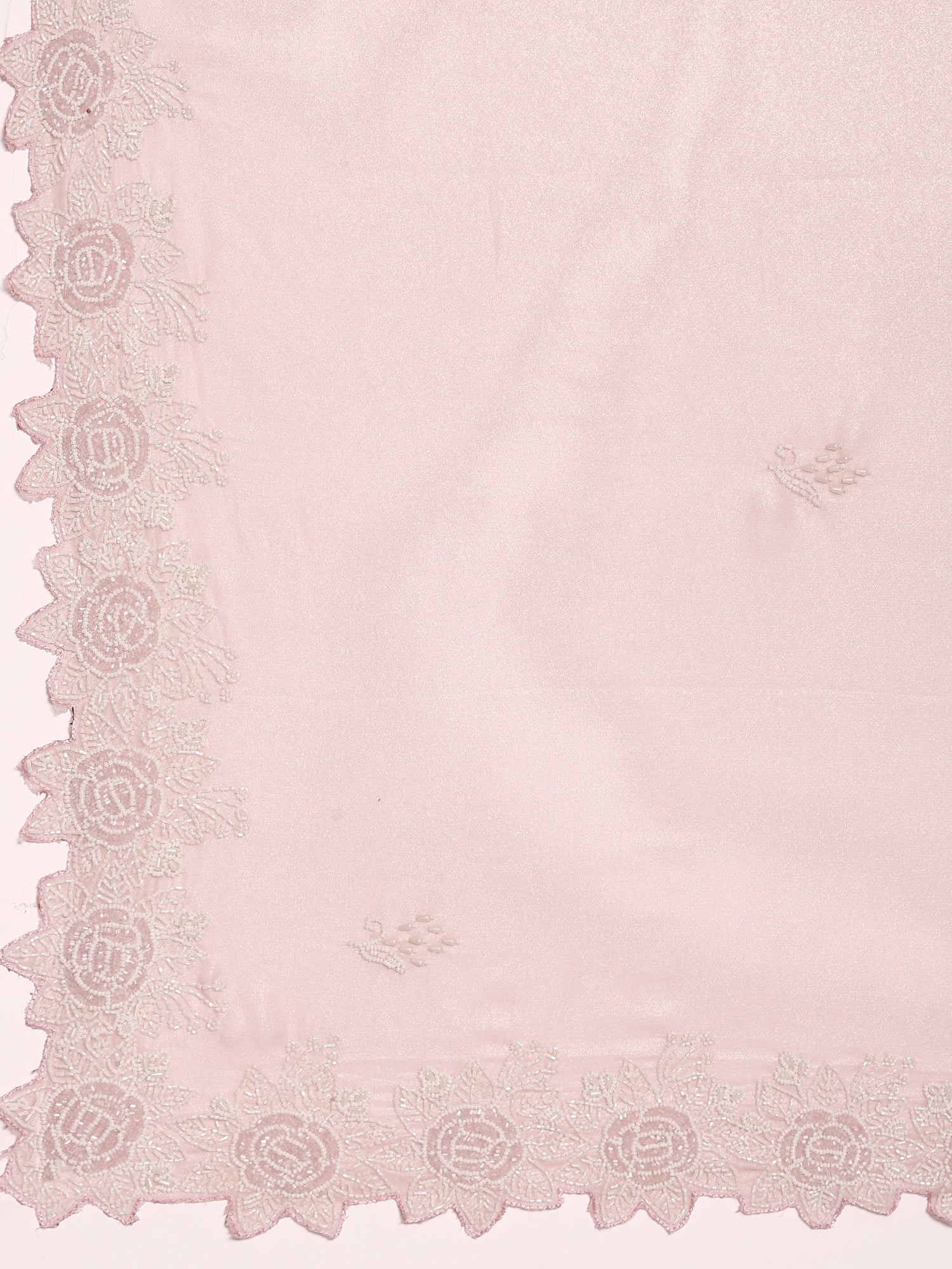 Pink Organza Stone And Thread Embroidery Saree - Image 6