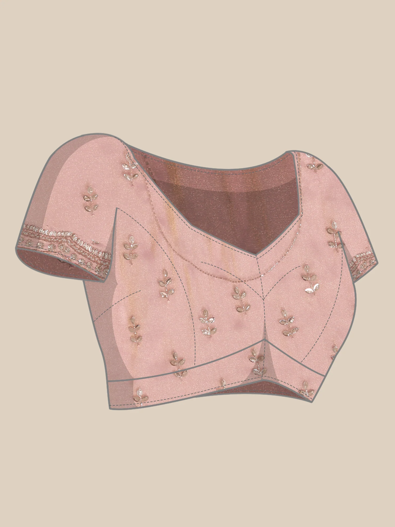 Pink Organza Stone And Thread Embroidery Saree - Image 7