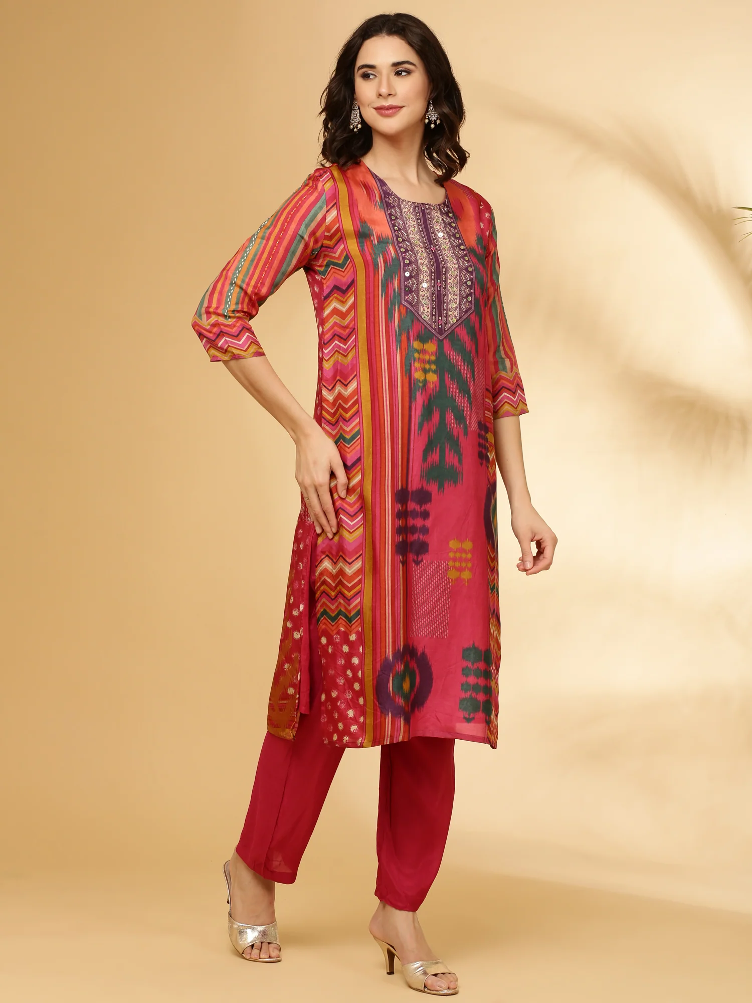 Pink Russian Silk Three Piece Set - Image 2