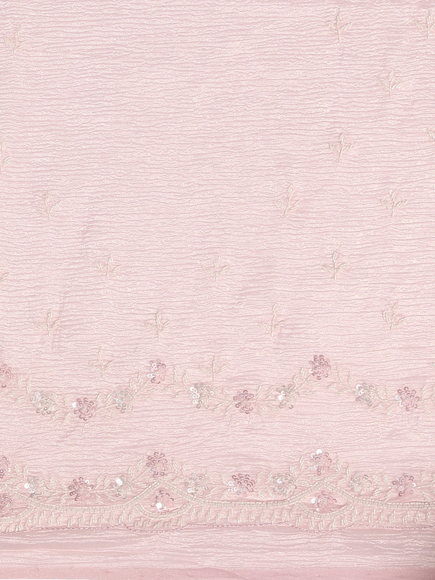 Pink Shimmer Embroidery Saree - Image 5