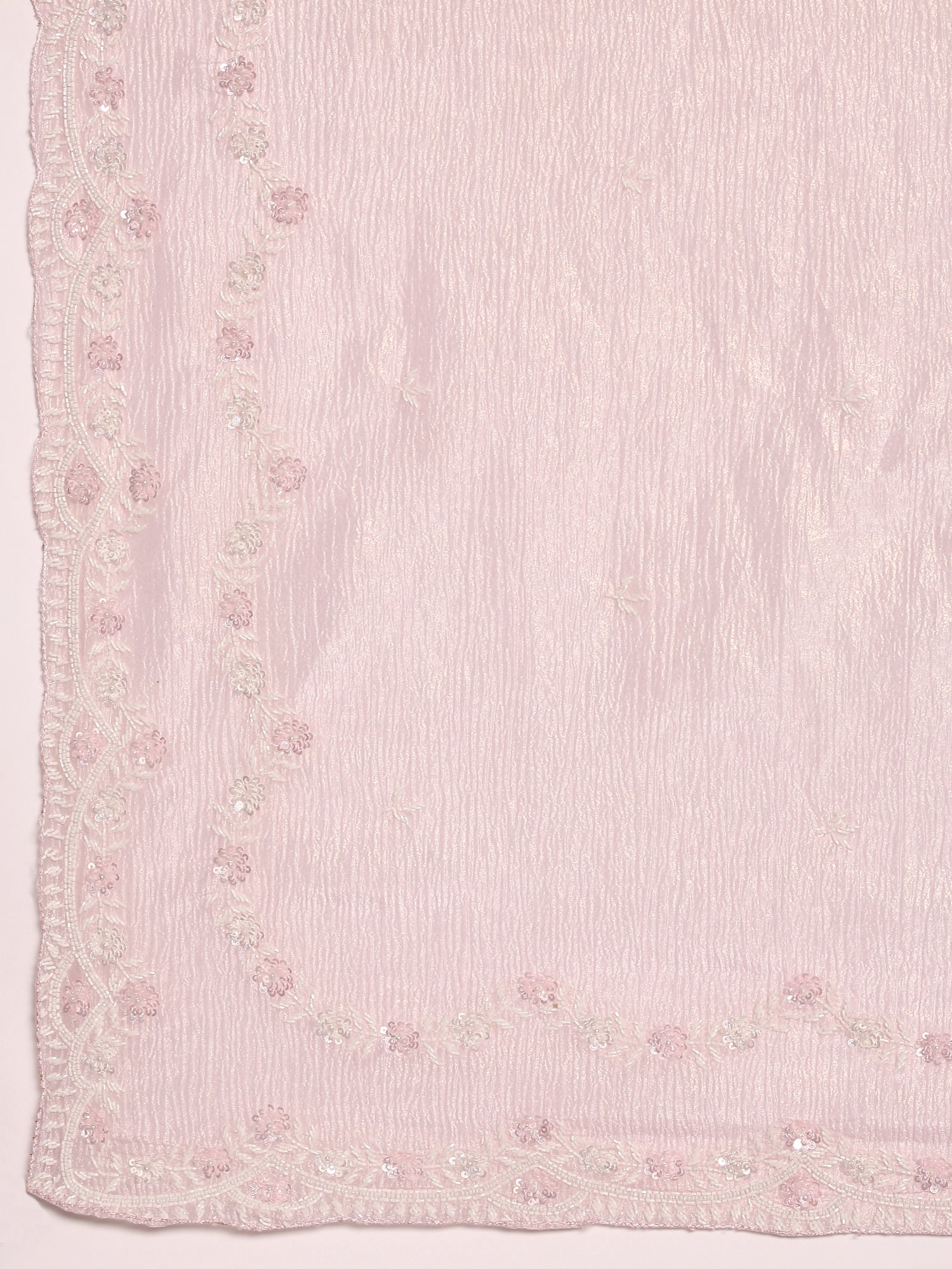Pink Shimmer Embroidery Saree - Image 6