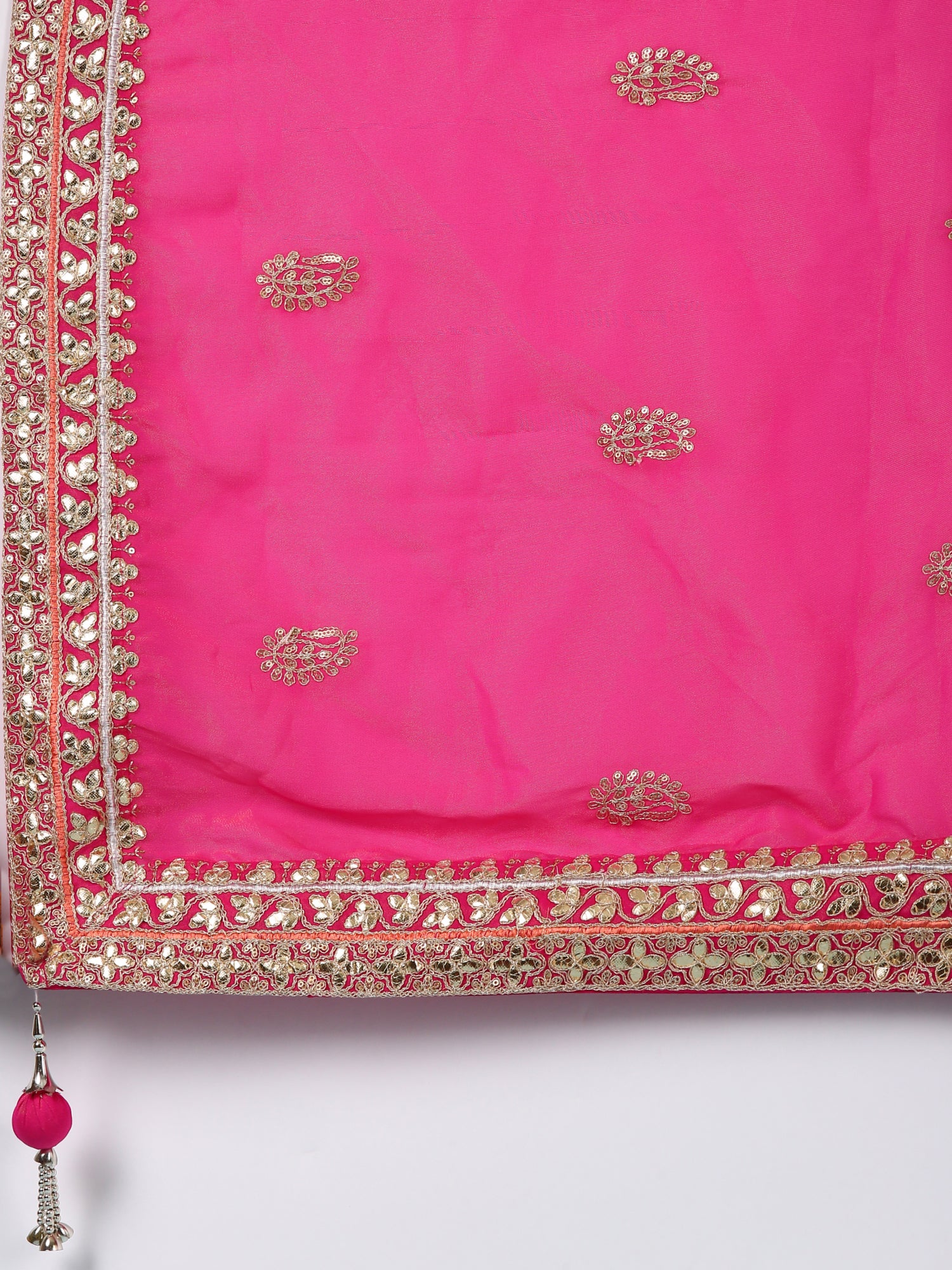 Pink Silk Hand Embroidery Ghagra Set - Image 7