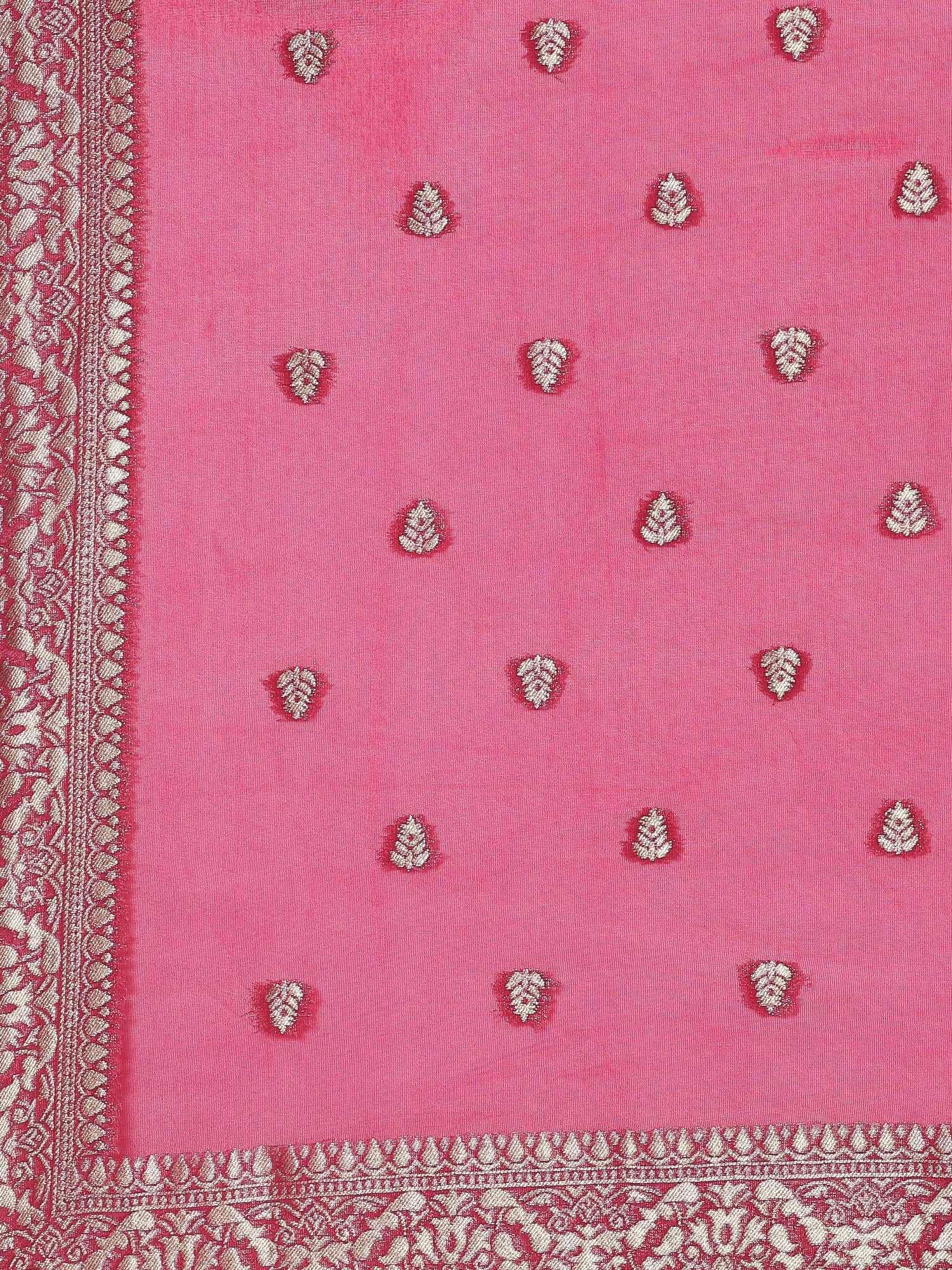 Pink tissue fabric embroidered Three piece suit set - Image 8