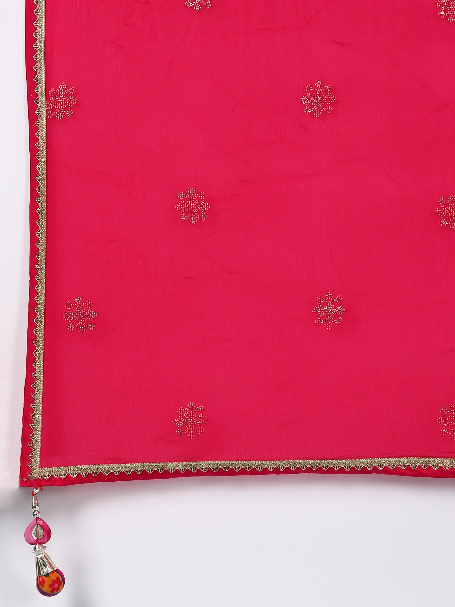 Pink Tissue Hand Embroidery Ghagra Set - Image 7