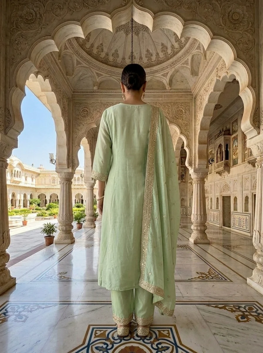 Pista Chinon Zari Embroidered Three Piece Set - Image 2