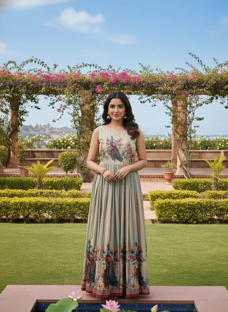 Pista Dola Silk Printed Long Dress - Image 3