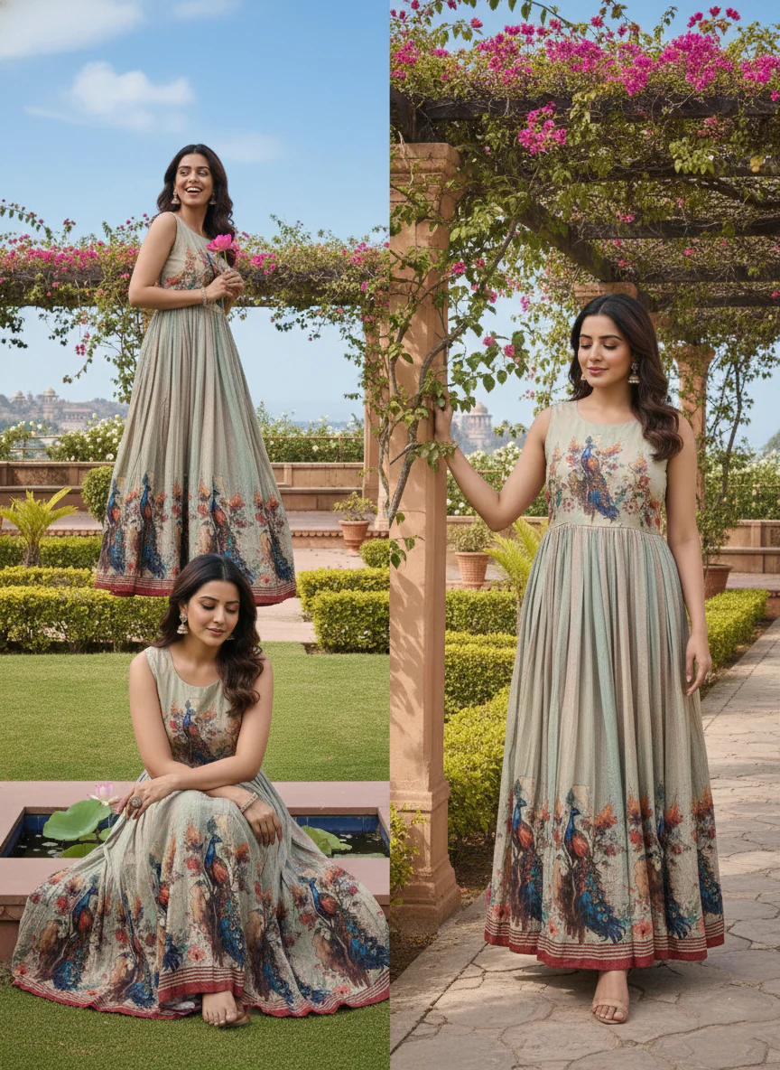 Pista Dola Silk Printed Long Dress - Image 4