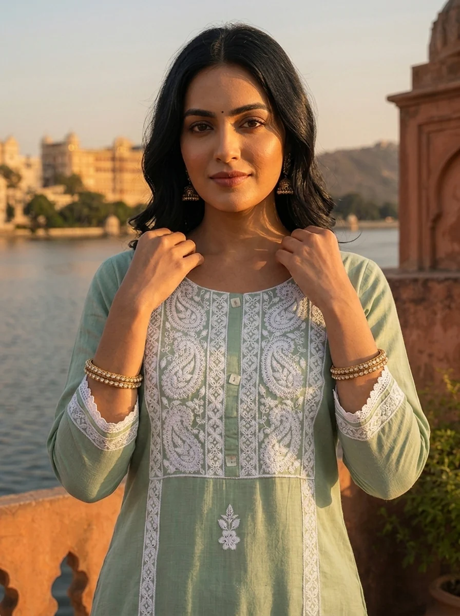 Pista Rayon Paisley And Floral Motifs Embroidered Kurta - Image 4