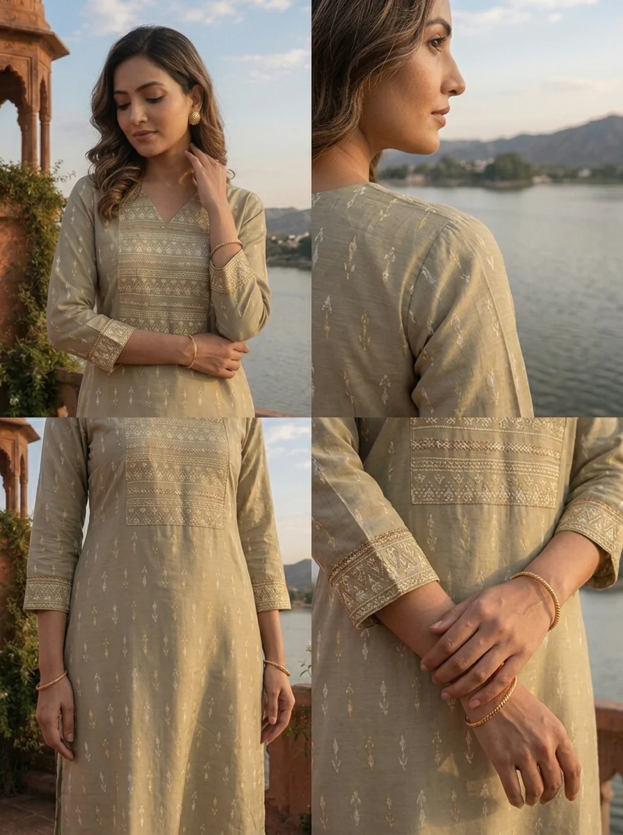 Pista Rayon Subtle Ikat Motifs Printed Kurta - Image 5