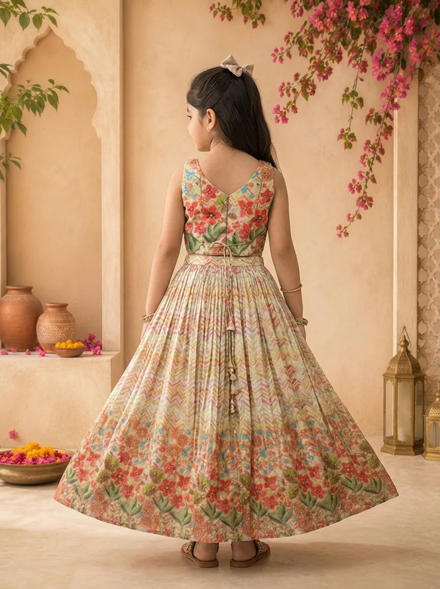Pista Silk Floral Printed Ghagra Set - Image 2