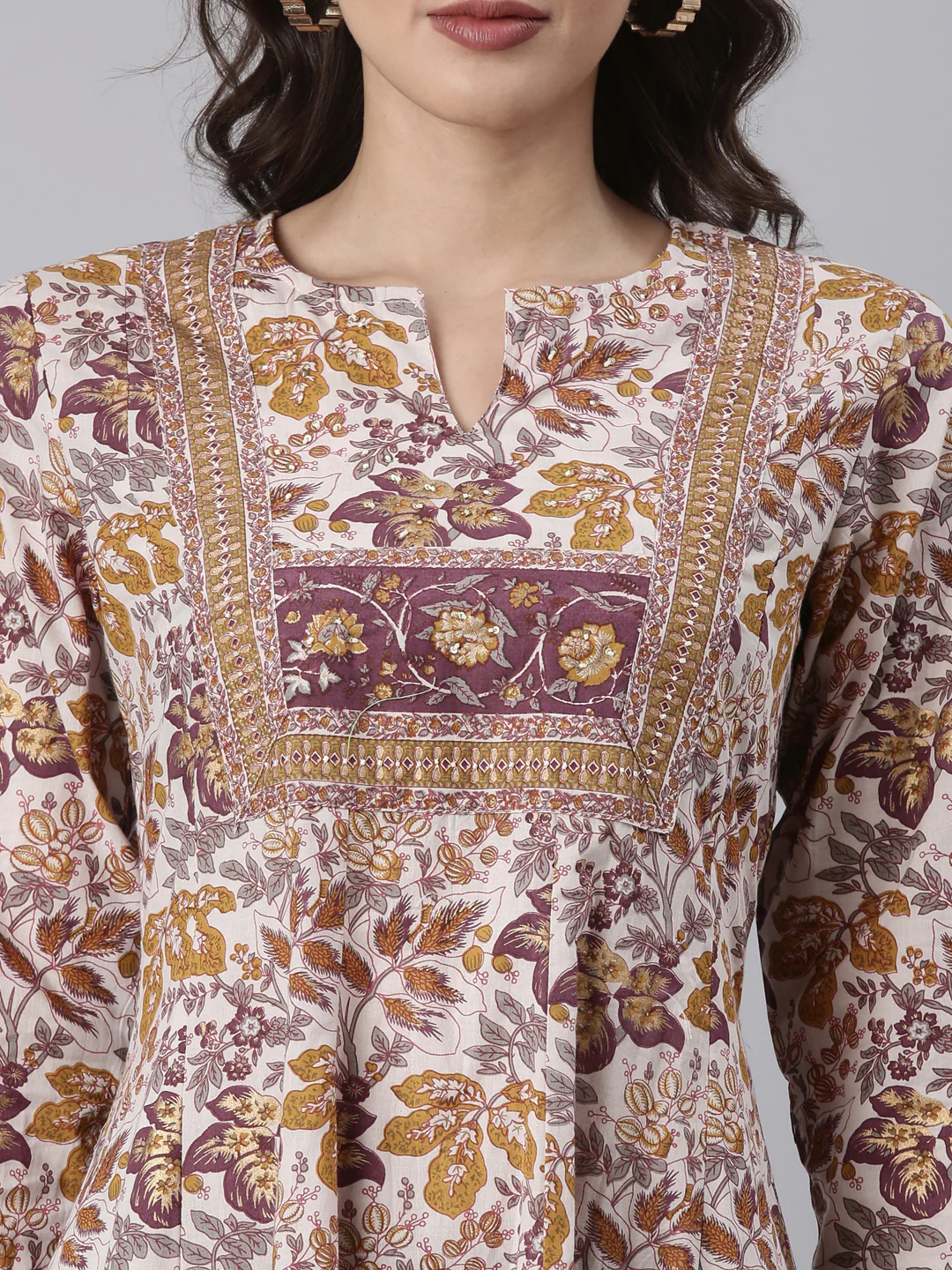 Printed Cotton Anarkali Three Piece Set - Image 4