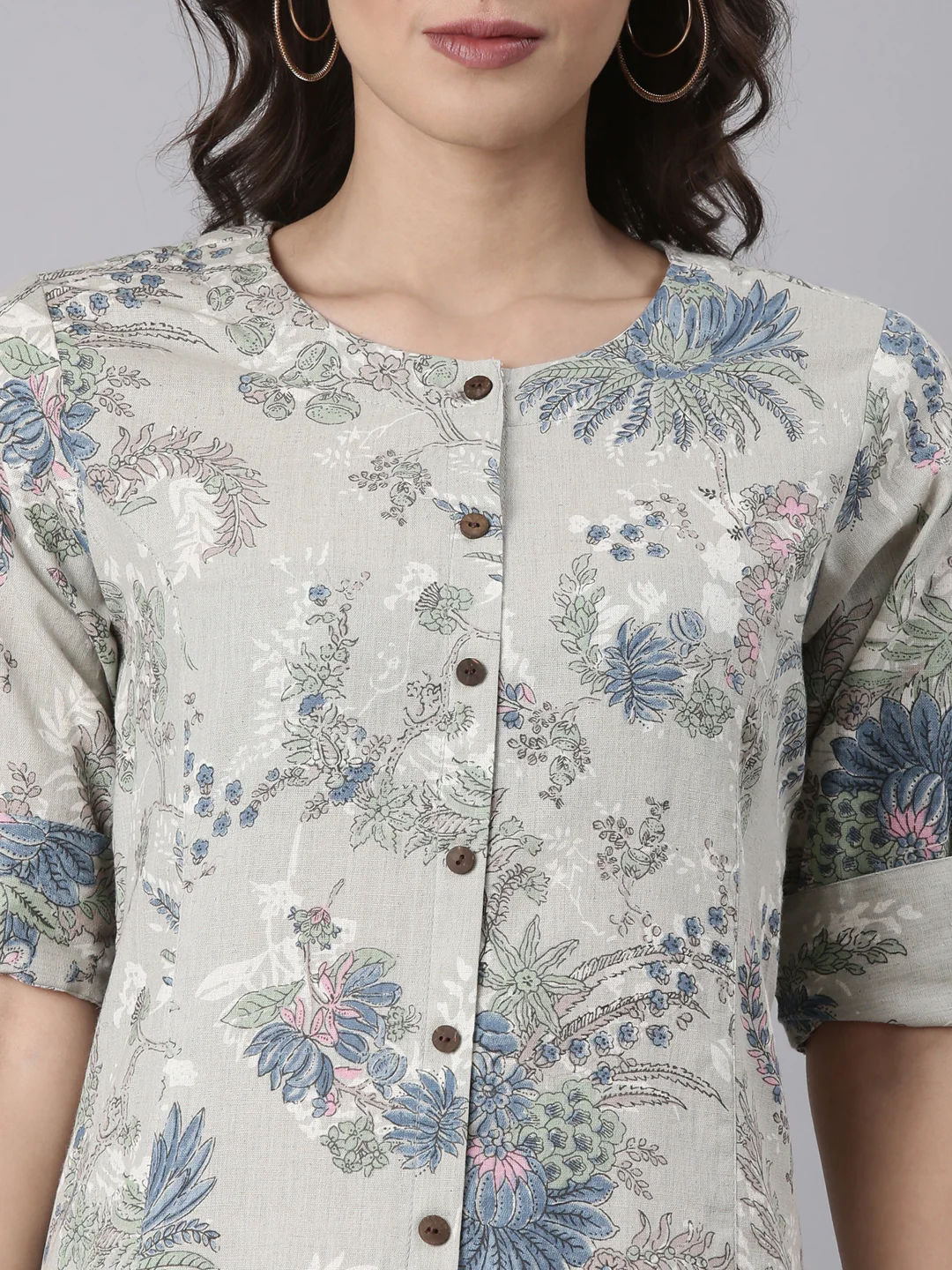 Printed Floral Cotton Kurta - Image 4