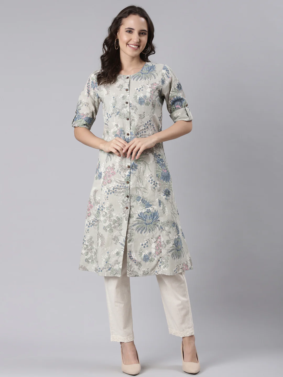 Printed Floral Cotton Kurta - Image 5