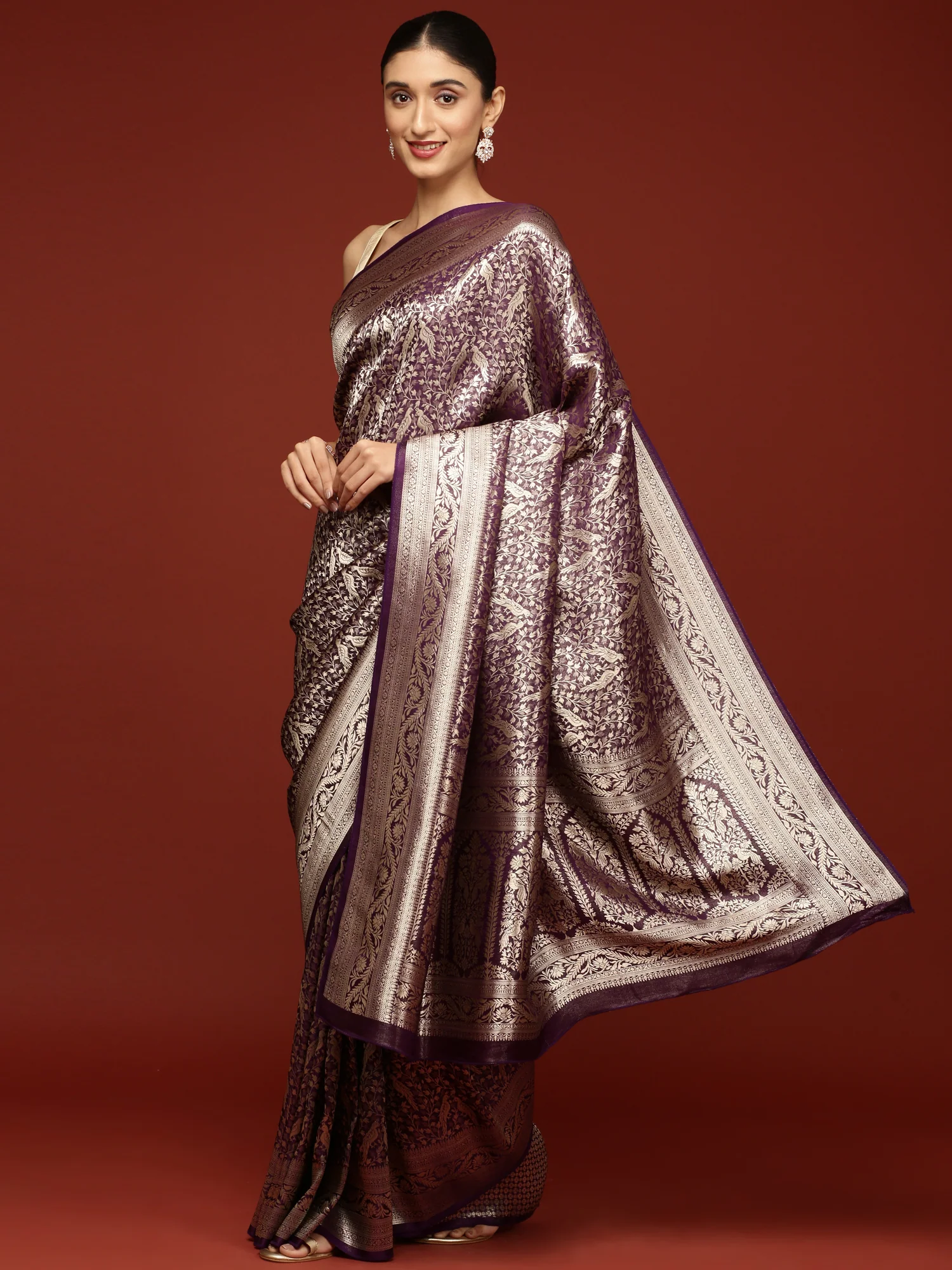 Purple Banaras Weaved Saree
