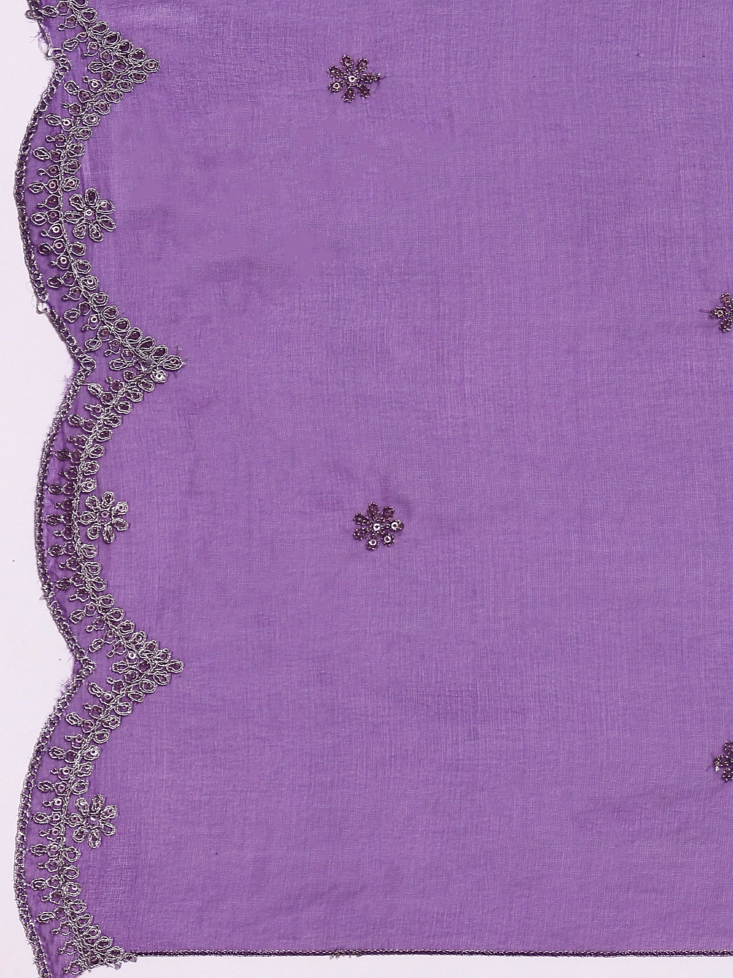 Purple Crepe Embroidery Three Piece Suit Set - Image 8