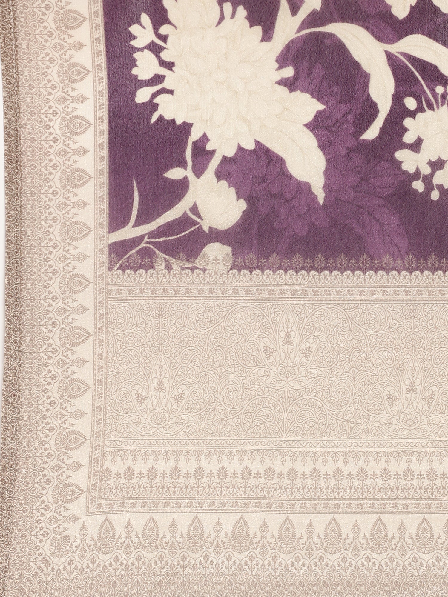 Purple Crepe Floral Printed Three Piece Set - Image 7